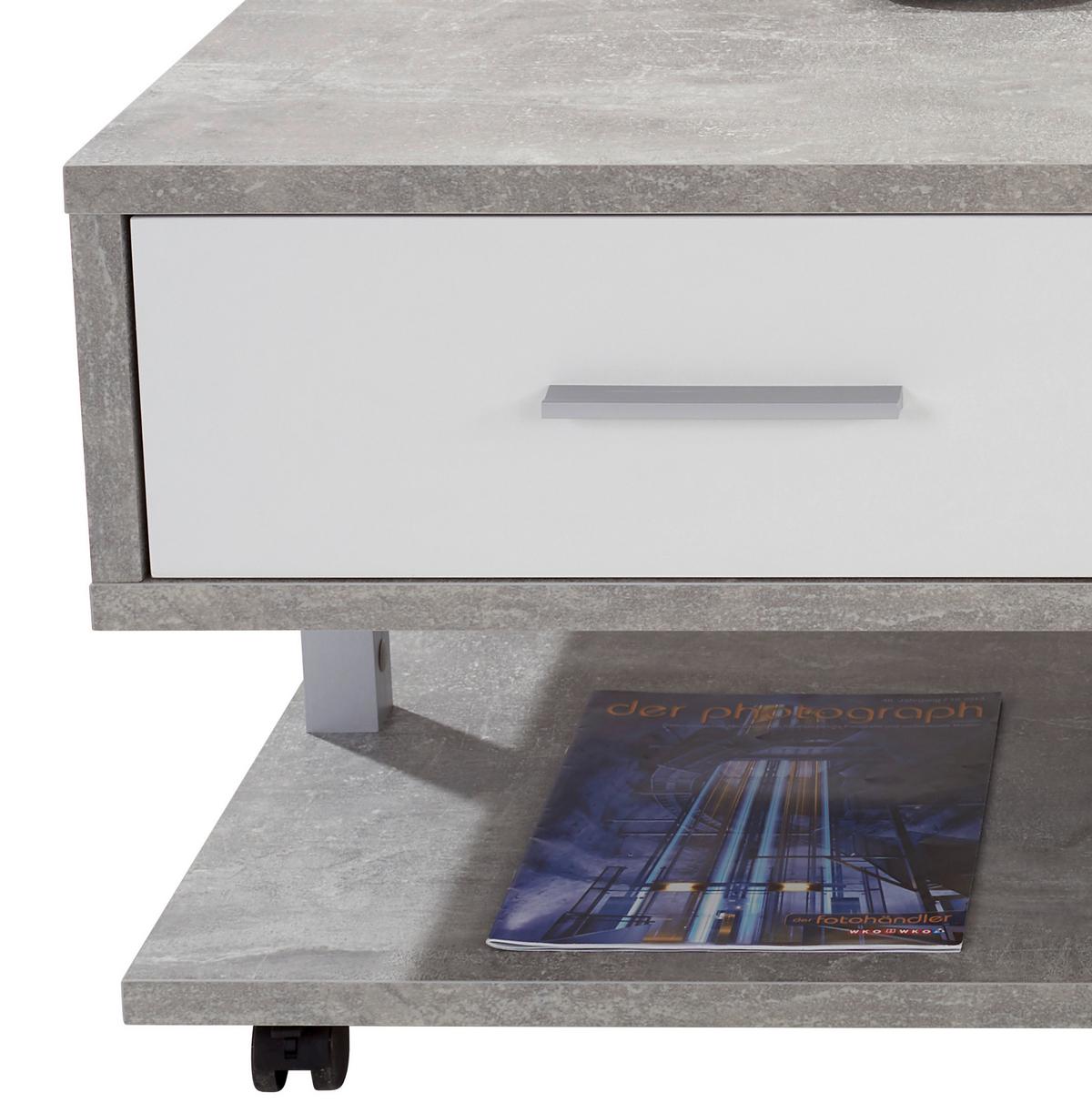 Măsuță de cafea QUATTRO - alb/gri, Konventionell, material pe bază de lemn (105/45/60cm) - Modern Living