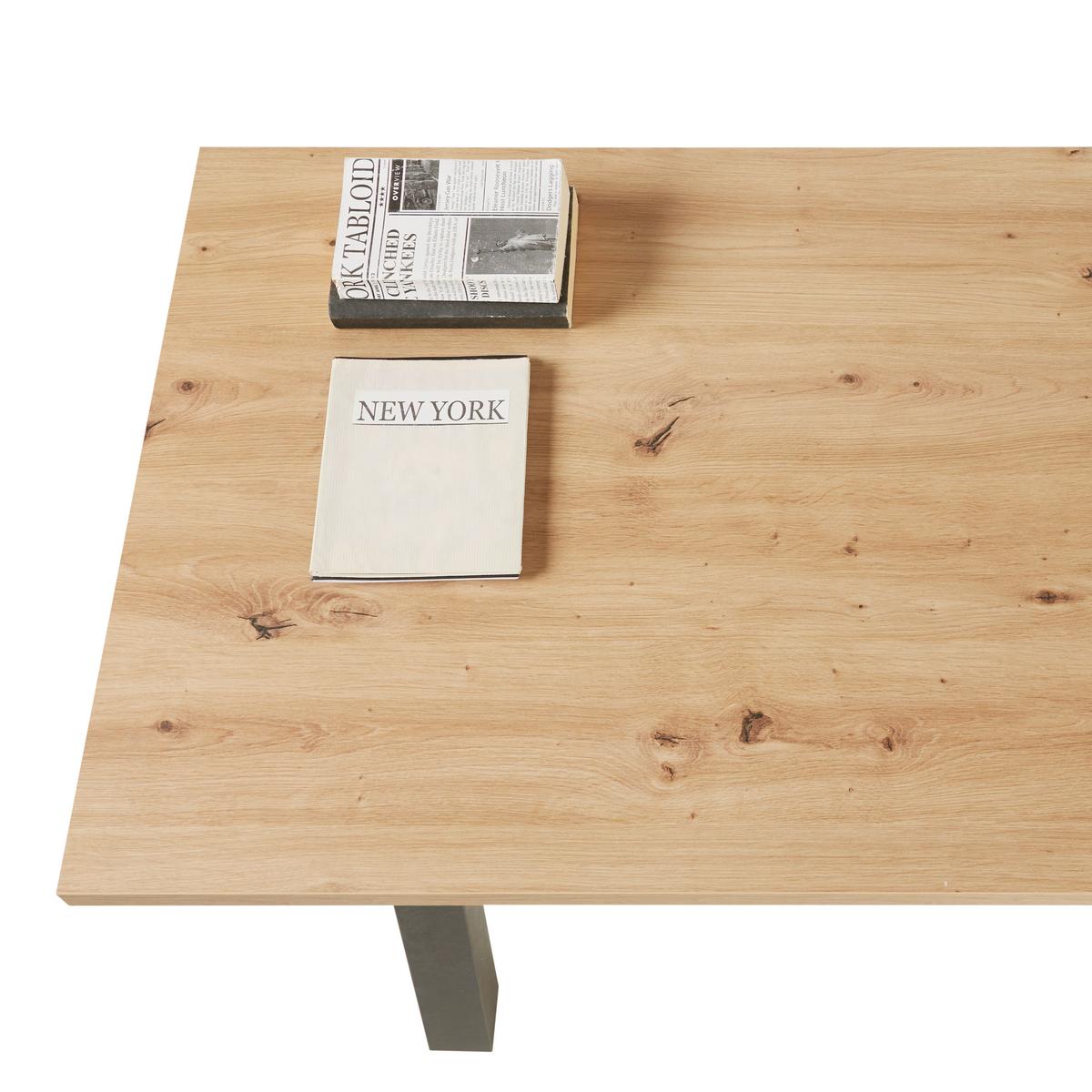 Masa de scris Mister office - culoare lemn stejar/negru, Modern, material pe bază de lemn (160/75/70cm) - Modern Living