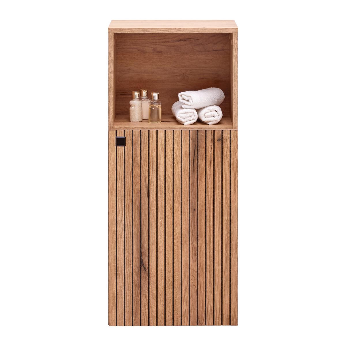Srednje Visoka Omara Purebliss, Barva Hrasta - črna/barve hrasta, Moderno, kovina/leseni material (40/95/31cm) - Mömax