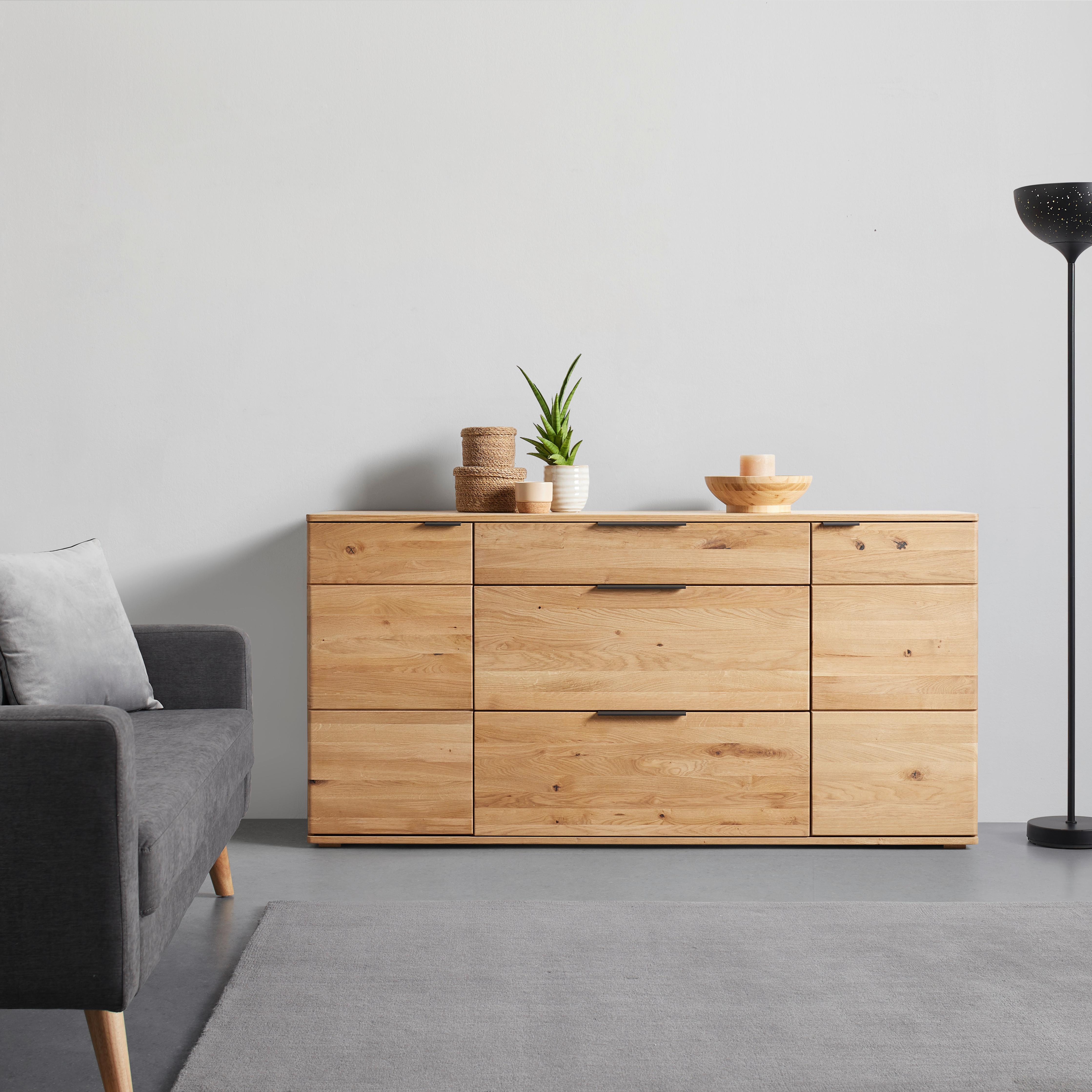 Sideboard Valera in Wildeiche - Wildeiche/Schwarz, Konventionell, Holz/Holzwerkstoff (180/90/44cm) - Premium Living