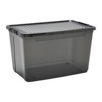 Box mit Deckel Leo Transparent/Schwarz ca. 56l - Transparent, MODERN, Kunststoff (59/38/35,5cm) - Mömax