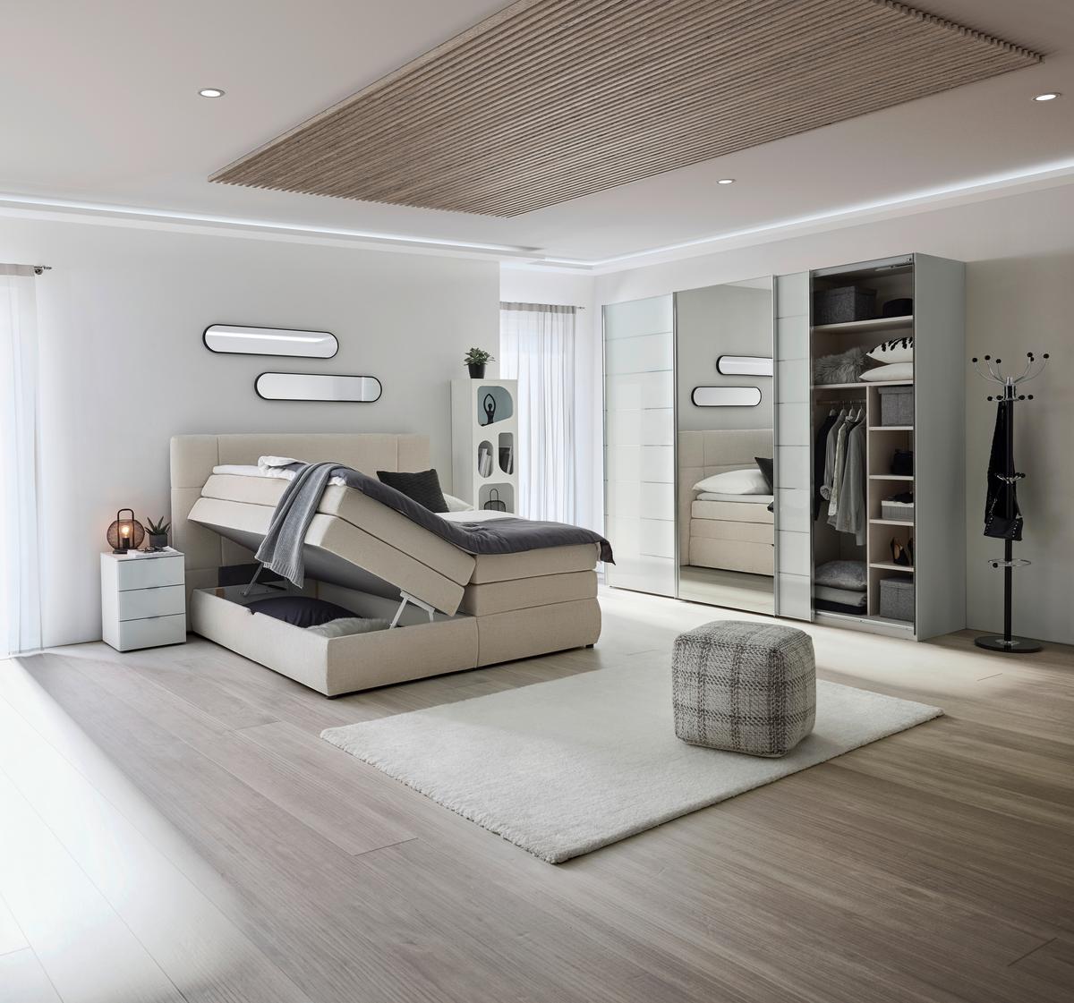 Boxspringbett Palace Beige ca. 160x200cm - Beige, KONVENTIONELL, Kunststoff/Textil (160/200cm) - Premium Living
