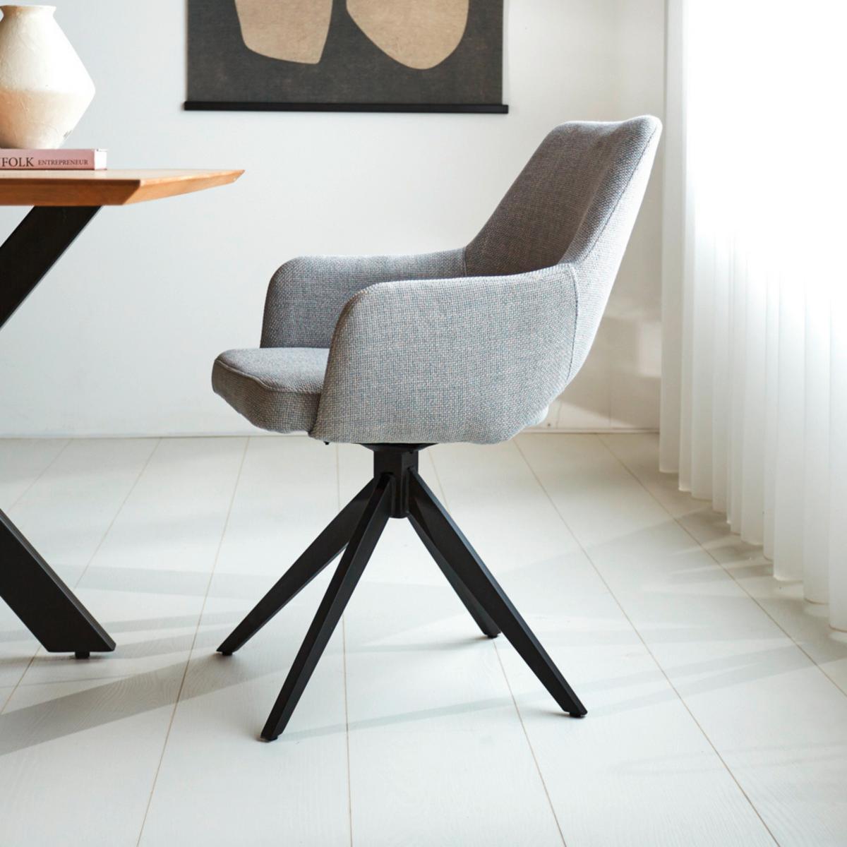 Stuhl Asher Grau - Schwarz/Grau, MODERN, Textil/Metall (54,5/85/61,5cm) - MID.YOU