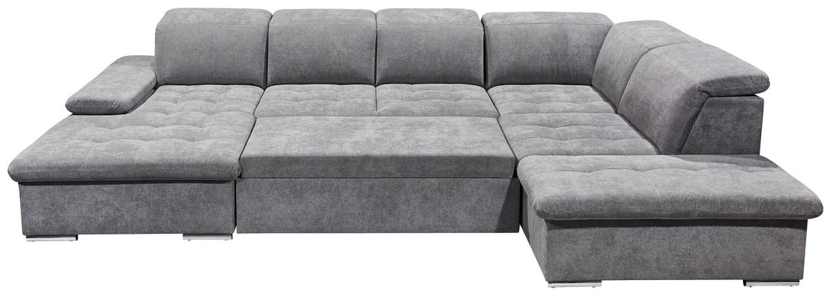 Wohnlandschaft Wayne U inkl. Kissen Grau - Silberfarben/Grau, KONVENTIONELL, Kunststoff/Textil (188/340/240cm) - MID.YOU