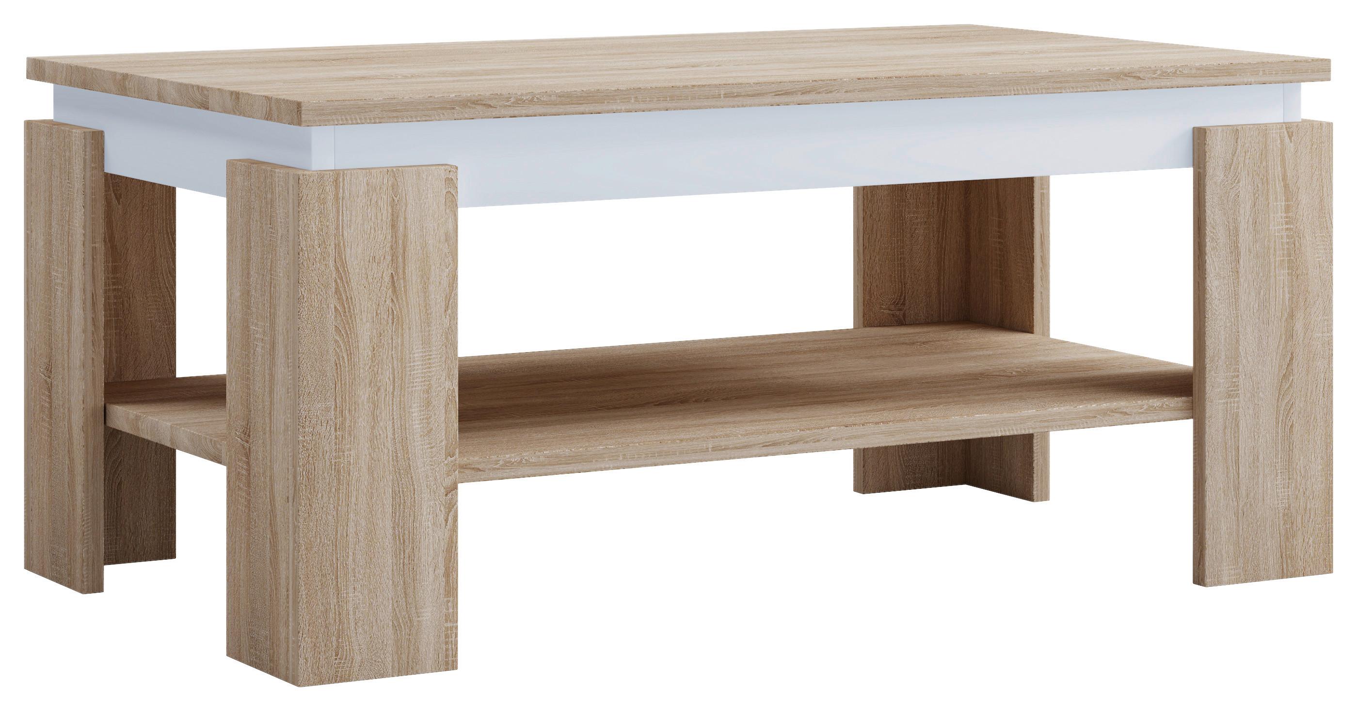 Klubska Miza Rolas, Hrast Sonoma, Bela, 90x41 - hrast sonoma, Moderno, leseni material (90/53/41cm) - MID.YOU