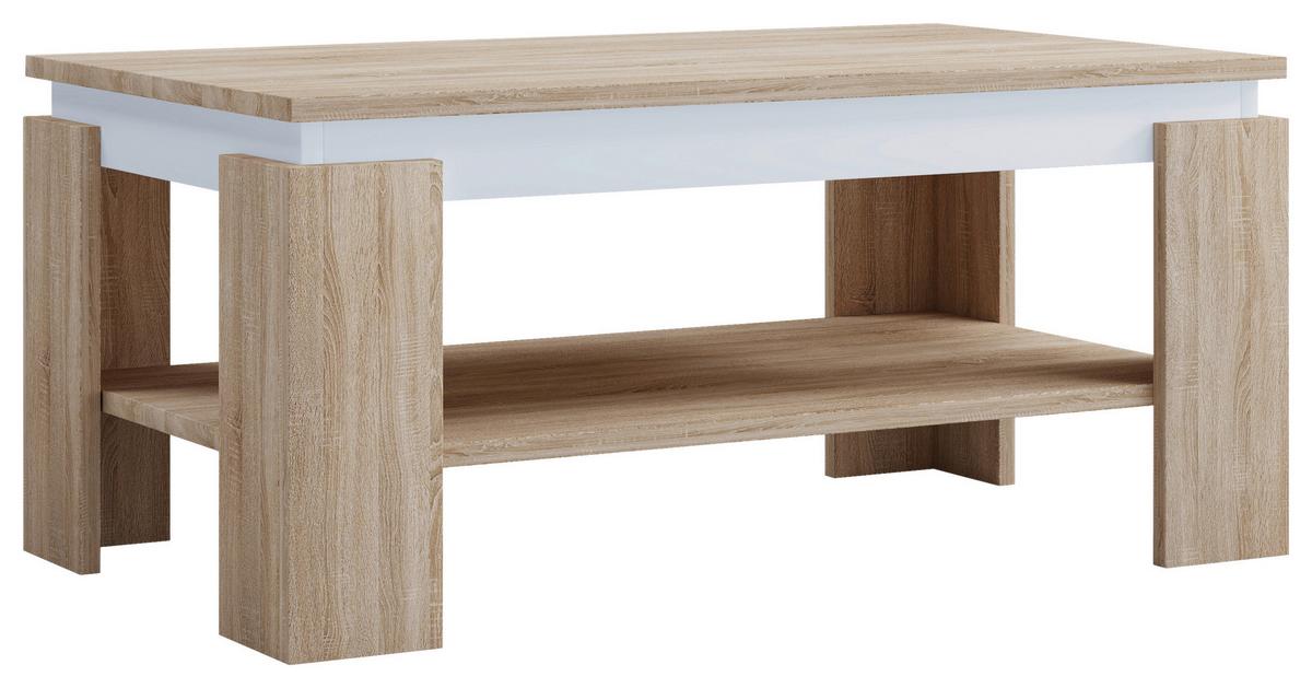 Klubska Miza Rolas, Hrast Sonoma, Bela, 90x41 - hrast sonoma, Moderno, leseni material (90/53/41cm) - MID.YOU