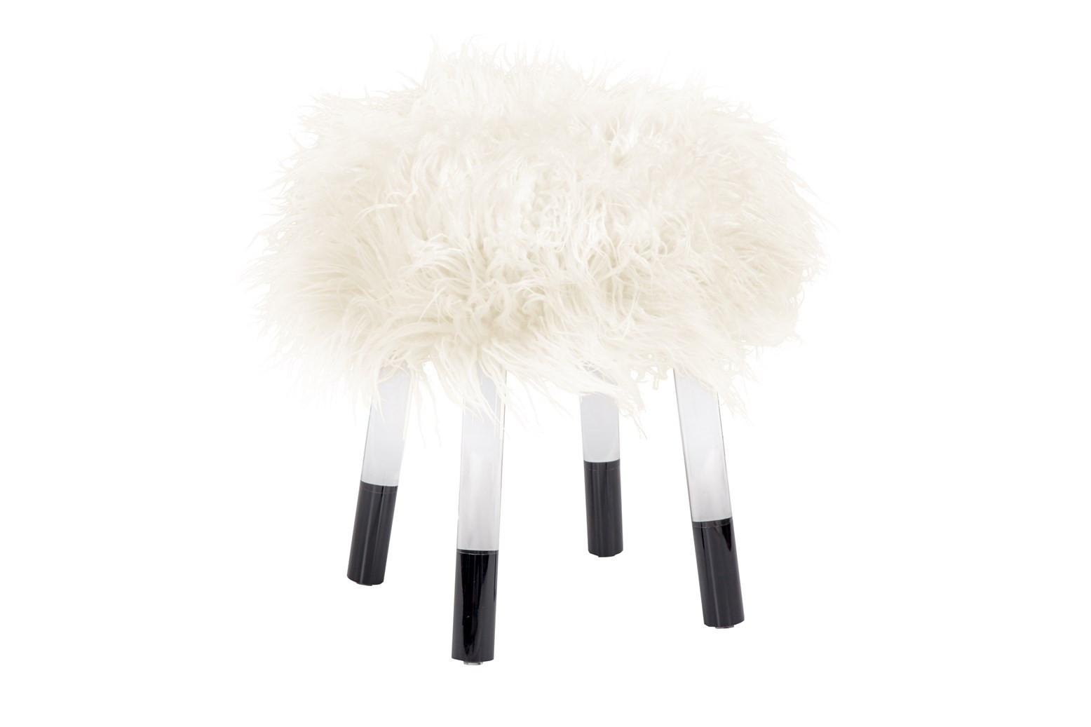 Hocker Laika 100 - Weiss/Transparent, Design, Kunststoff/Textil (41/46/41cm) - Kayoom