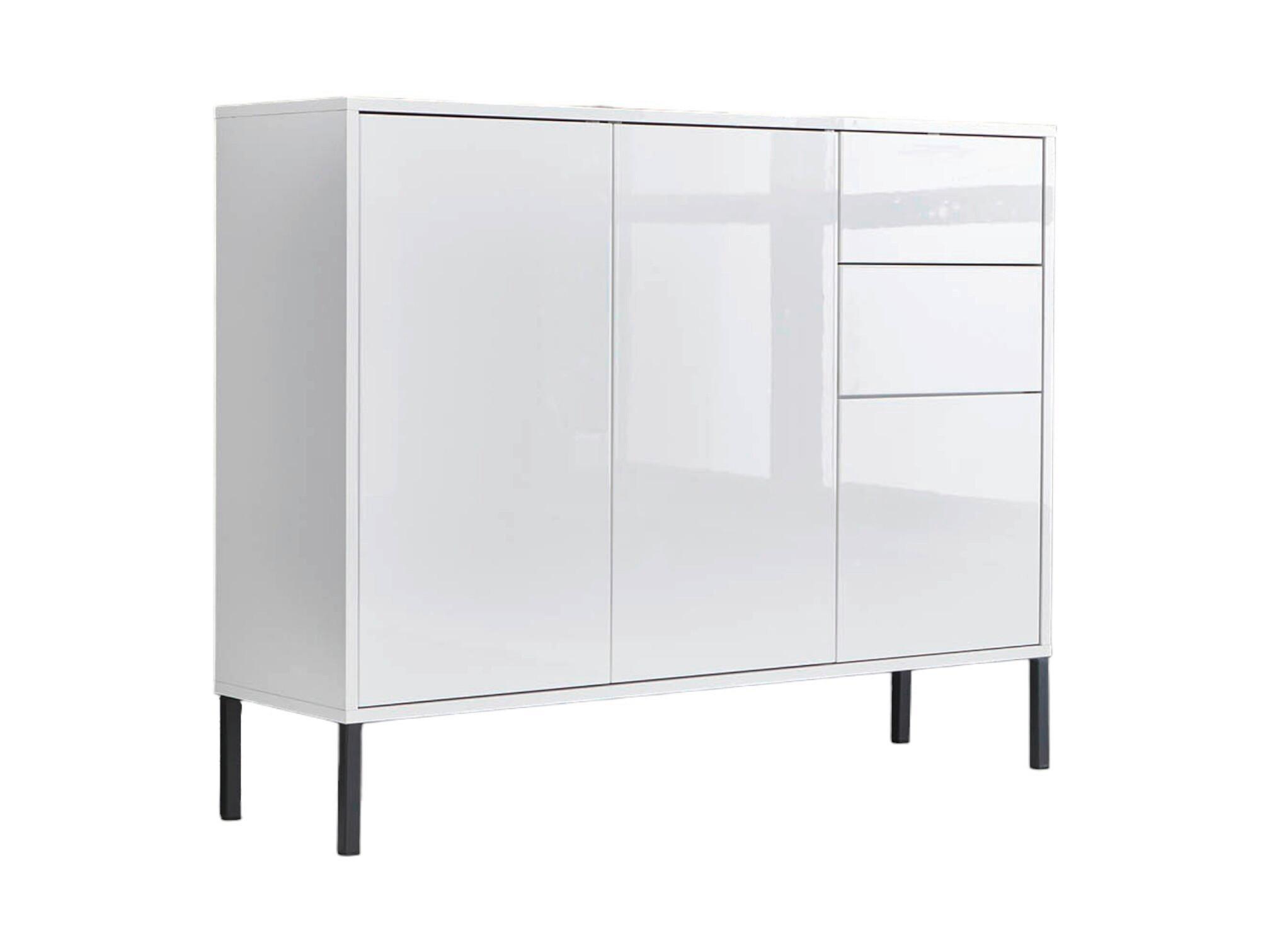 Kommode Mailand Typ 10 Weiß - Weiß Hochglanz/Anthrazit, MODERN, Holzwerkstoff/Metall (105,5/86/33cm) - MID.YOU