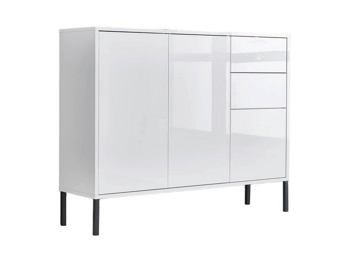 Kommode Mailand Typ 10 Weiß - Weiß Hochglanz/Anthrazit, MODERN, Holzwerkstoff/Metall (105,5/86/33cm) - MID.YOU