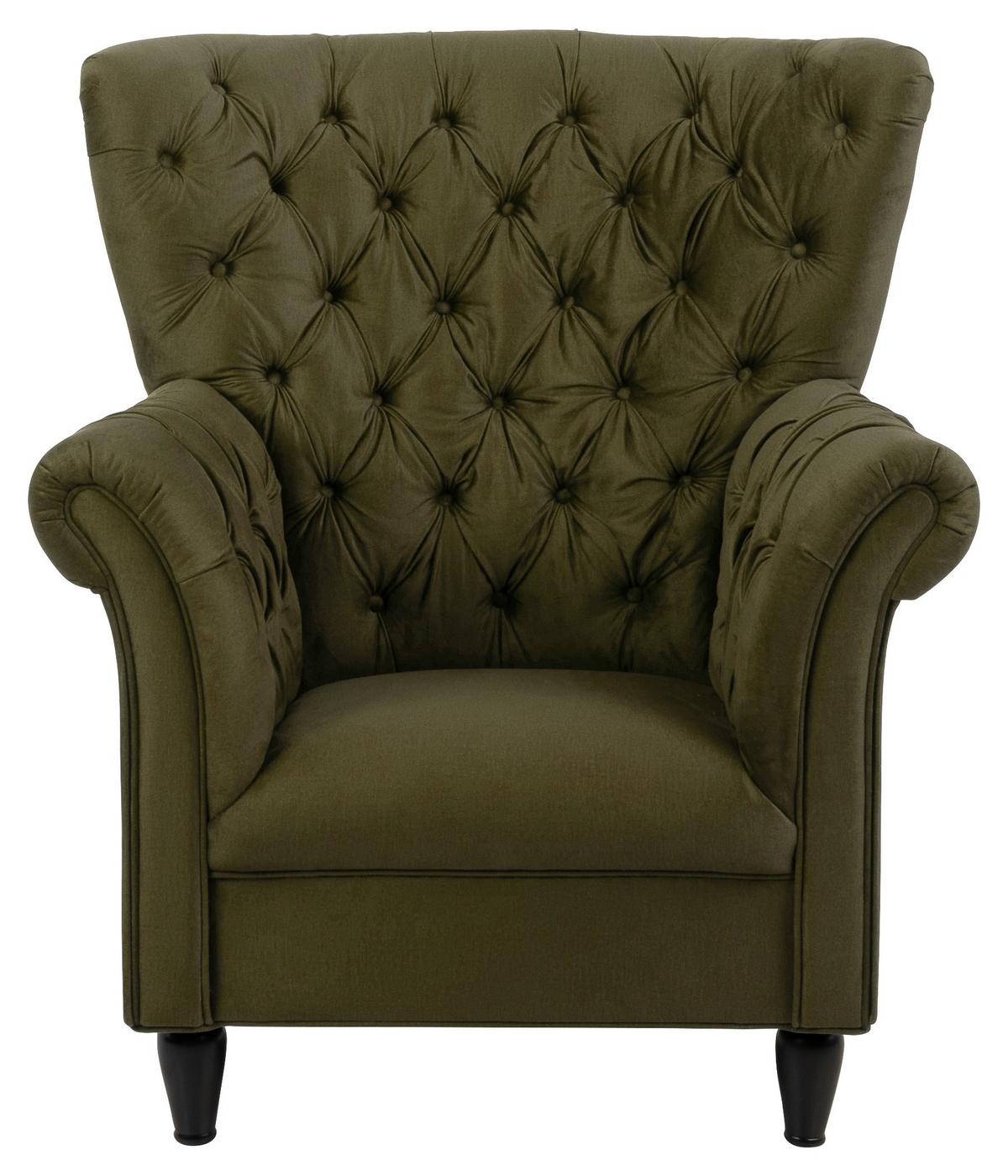 Fotelja Cupido - maslinasto zelena/crna, Design, tekstil/drvo (96/112/86cm) - Mömax