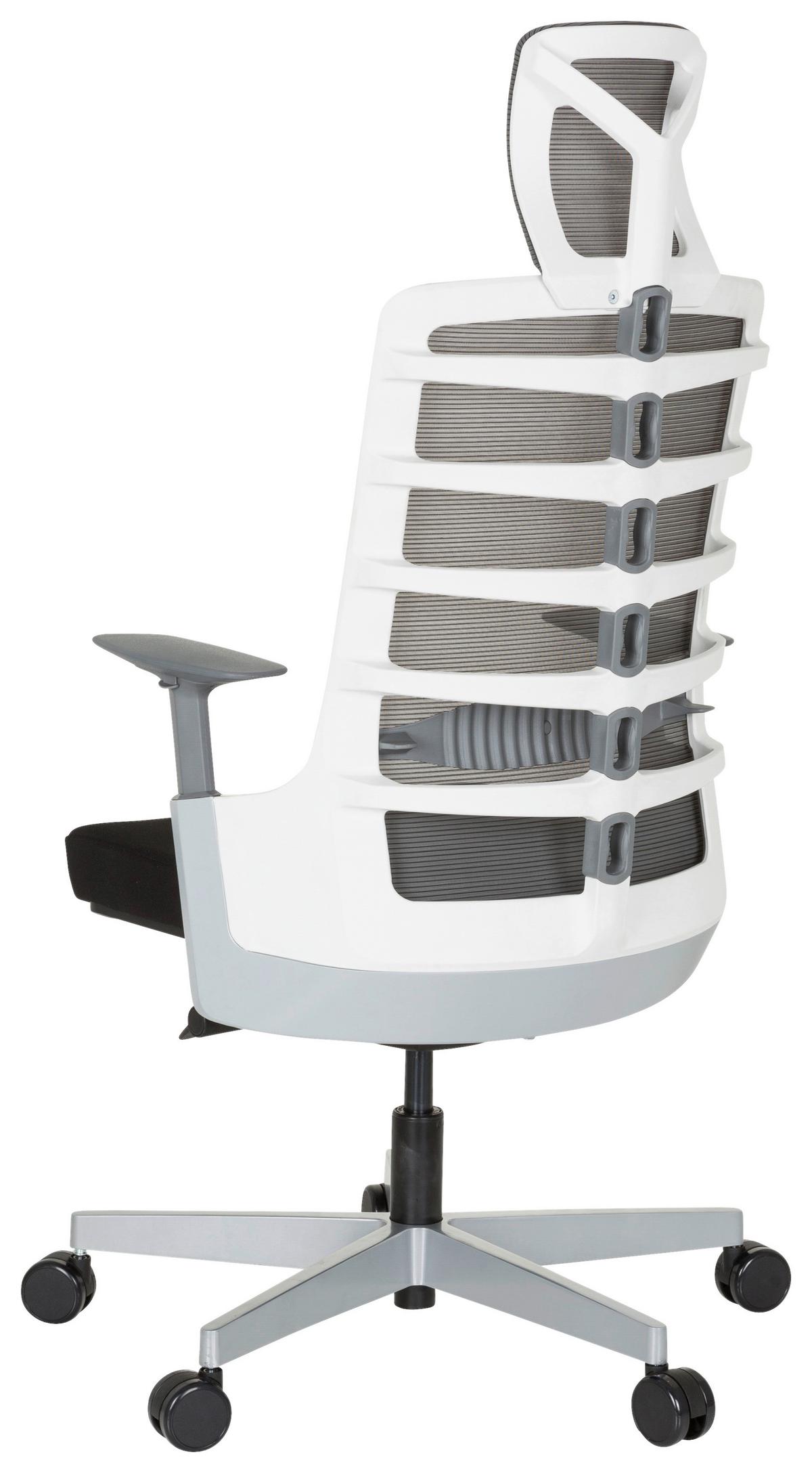 Pisarniški Stol Skarif, Črna, Siva, Bela - siva/črna, Moderno, kovina/umetna masa (64/128/62cm) - MID.YOU
