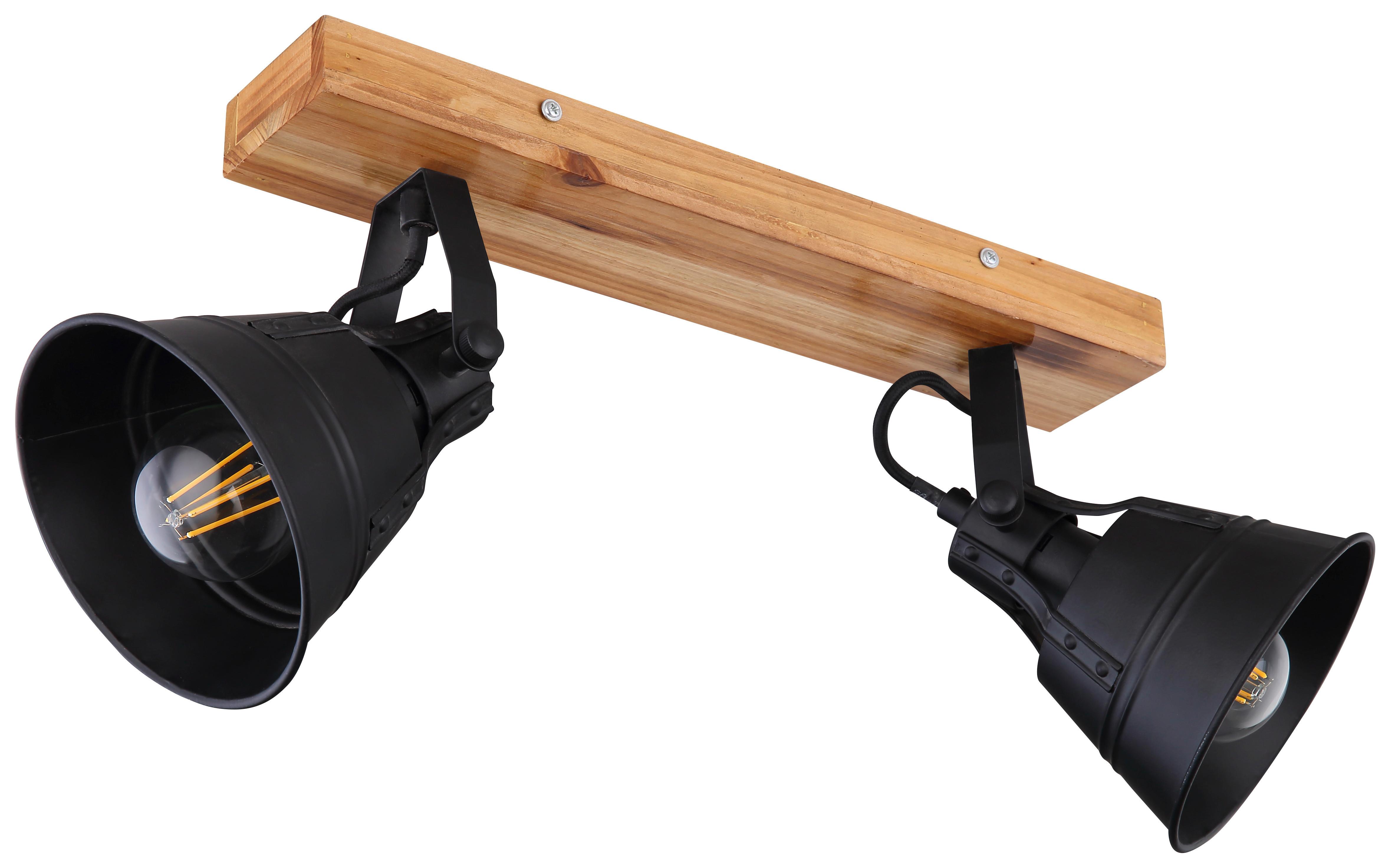 Strahler Günther max. 60 Watt - Goldfarben/Schwarz, Natur, Holz/Metall (38/24cm) - Globo