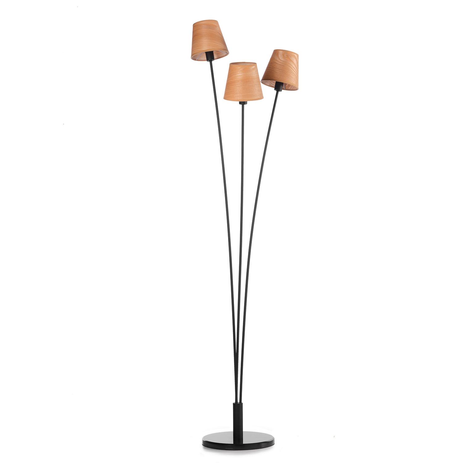 Stehleuchte Asia Schwarz/Eiche max. 6 Watt - Eichefarben/Schwarz, KONVENTIONELL, Textil/Metall (30/165cm)