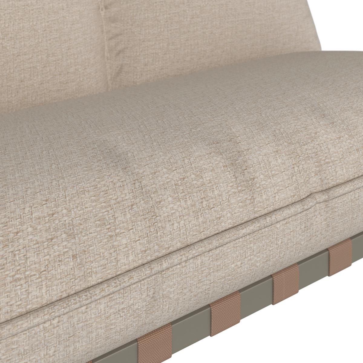 Loungegarnitur Lara Creme Metall/Outdoorstoff +Abdeckung - Creme/Grau, MODERN, Glas/Kunststoff (114cm) - Bessagi Garden