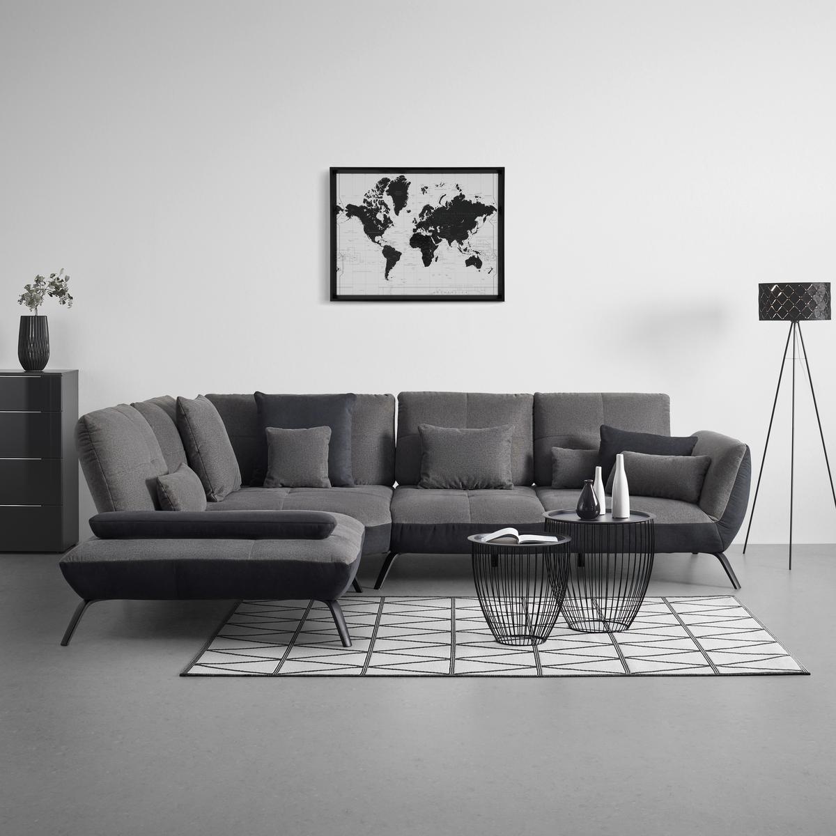 Wohnlandschaft Trendy in Anthrazit - Dunkelgrau/Anthrazit, Modern, Holzwerkstoff/Textil (250/93/310cm) - Premium Living