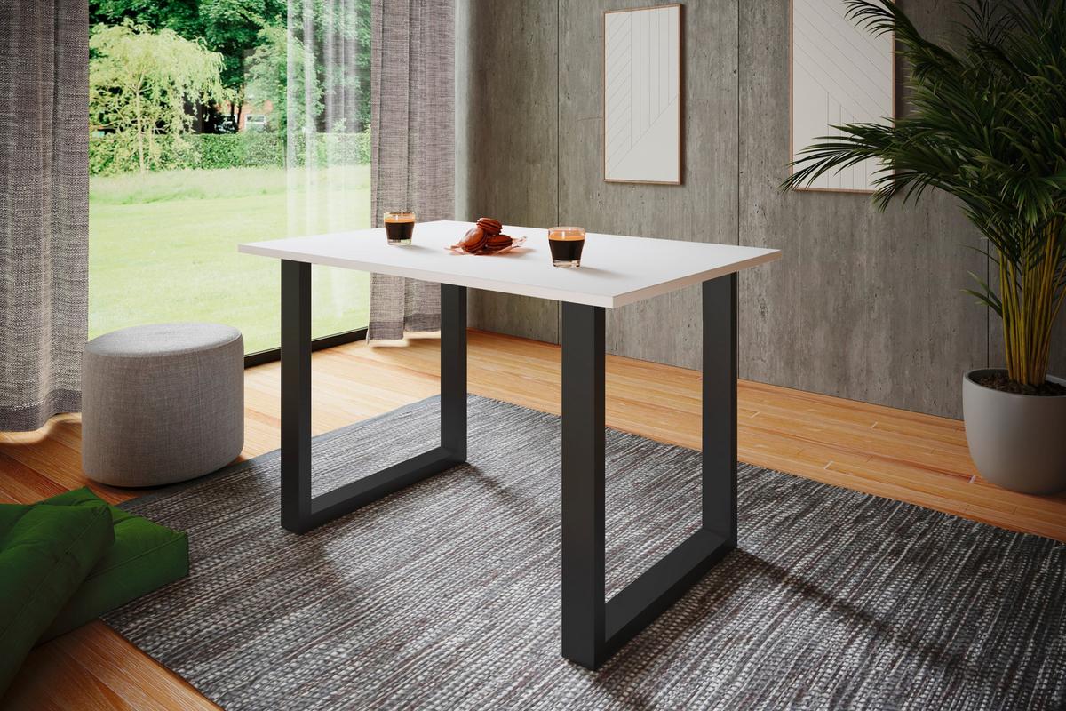 SCHREIBTISCH LONA - Weiss/Silberfarben, Design, Holzwerkstoff/Metall (160/80/76cm) - MID.YOU