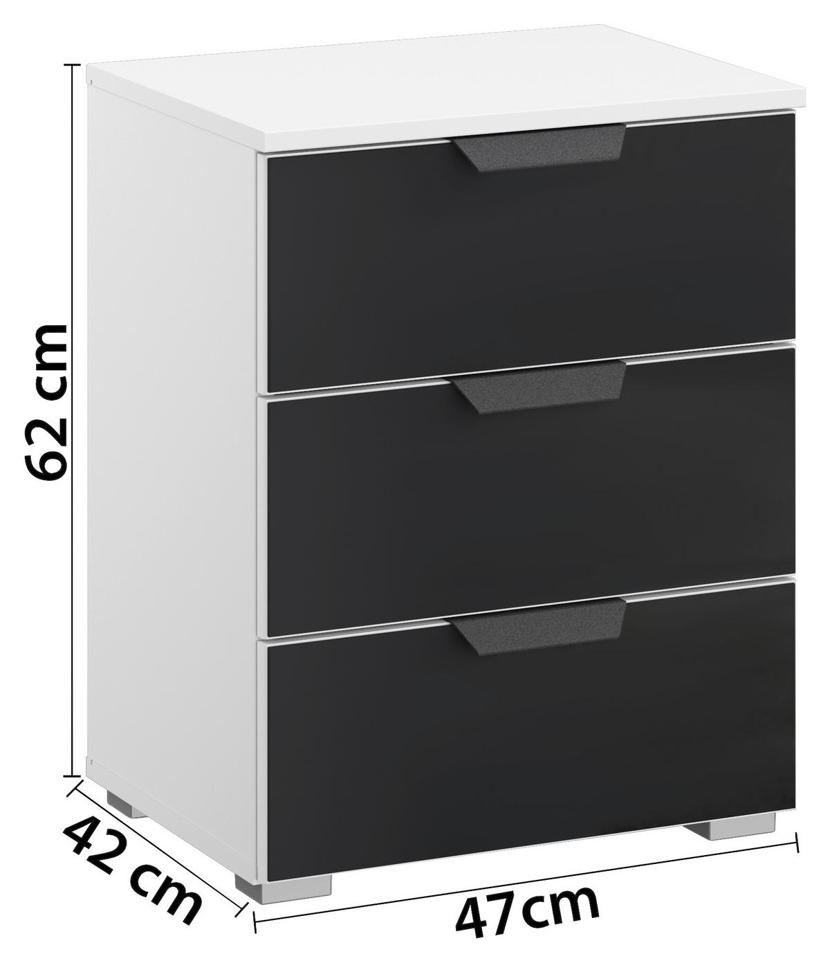 NOPTIERA ARTEMIS - alb/antracit, Modern, sticlă/material pe bază de lemn (47/62/42cm) - Modern Living