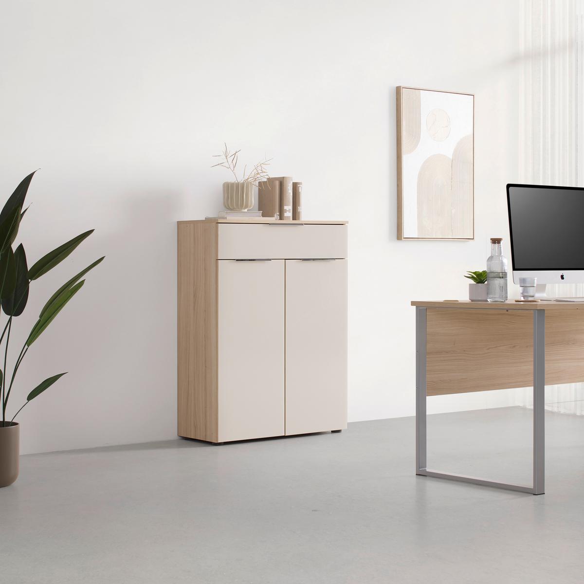 Schranksystem Siena Kaschmir/Eichefarben - Kaschmir/Chromfarben, MODERN, Holzwerkstoff/Metall (80/110/38cm) - Mömax