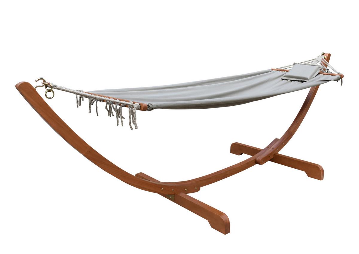 Hängematte Madeira Braun/Grau - Eukalyptusholzfarben/Braun, MODERN, Holz/Textil (195/80/108cm) - Gardenson