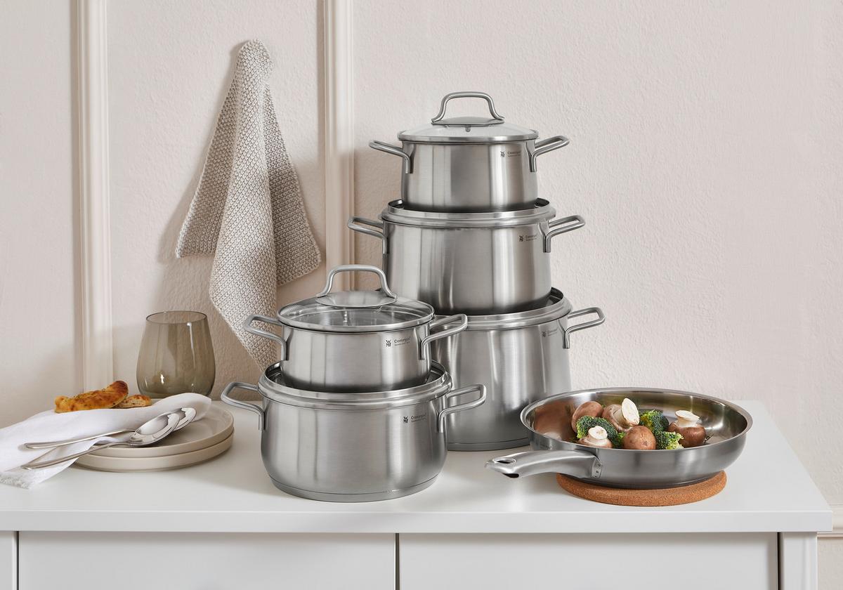 ZESTAW GARNKÓW 0739166030 WMF - kolor stalowy/przejrzysty, Basics, metal/szkło - WMF