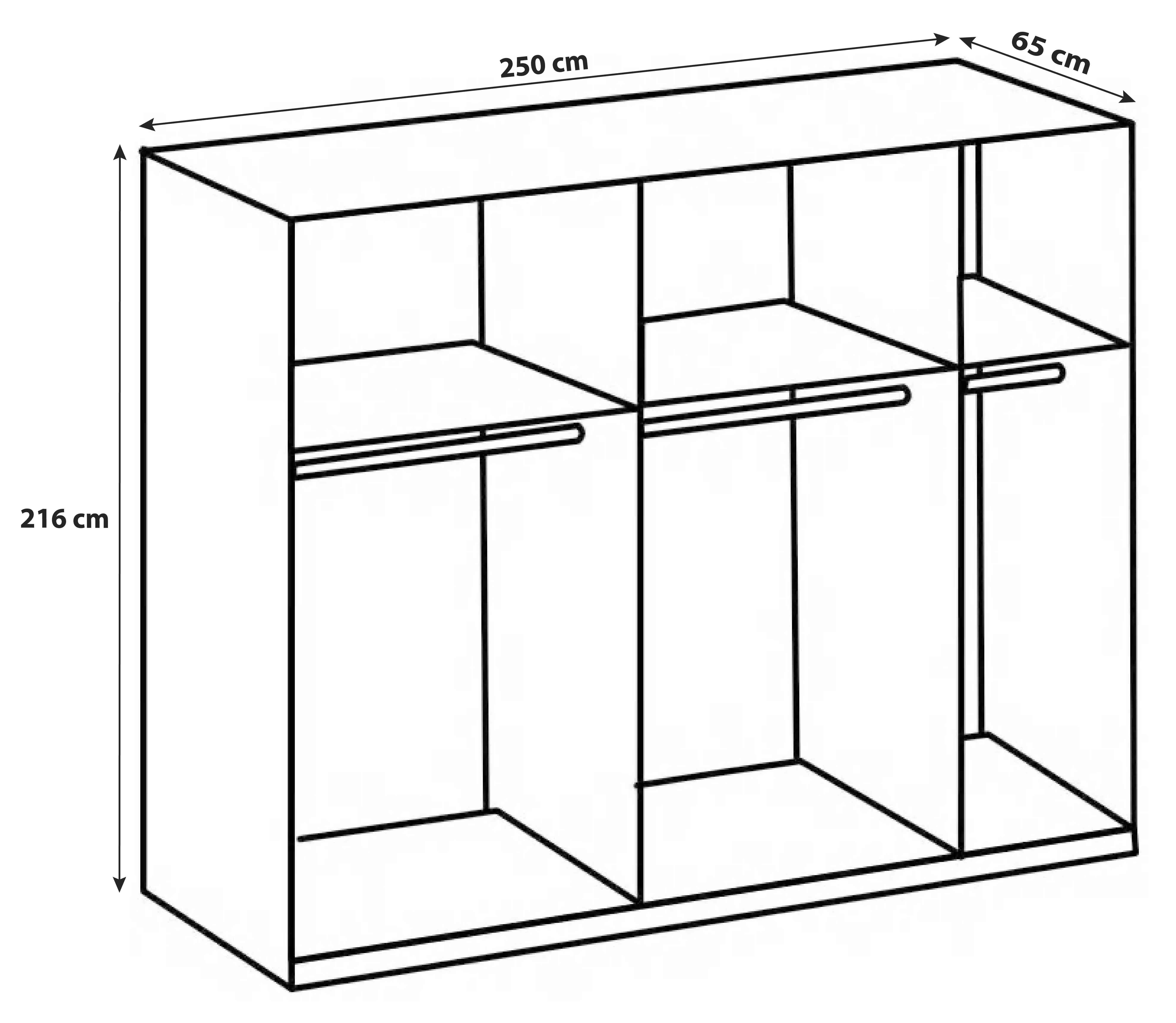Ormar S Kliznim Vratima Level 36a - boje hrasta/boje kroma, Moderno, drvni materijal (250/216/65cm) - Modern Living