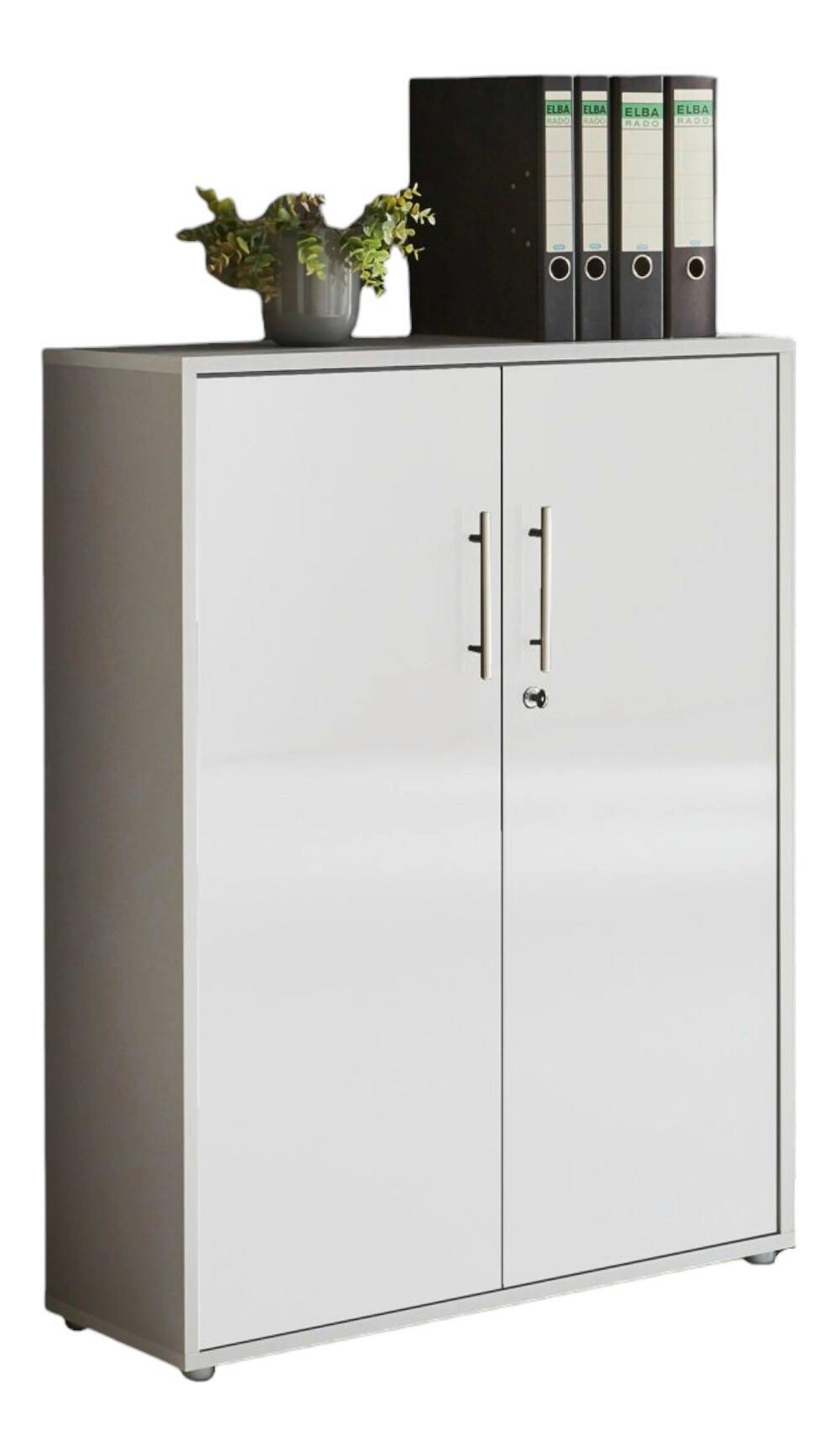 Aktenschrank Office Edition Grau/Weiß - Weiß Hochglanz/Grau, MODERN, Holzwerkstoff (84,5/114/33cm) - MID.YOU