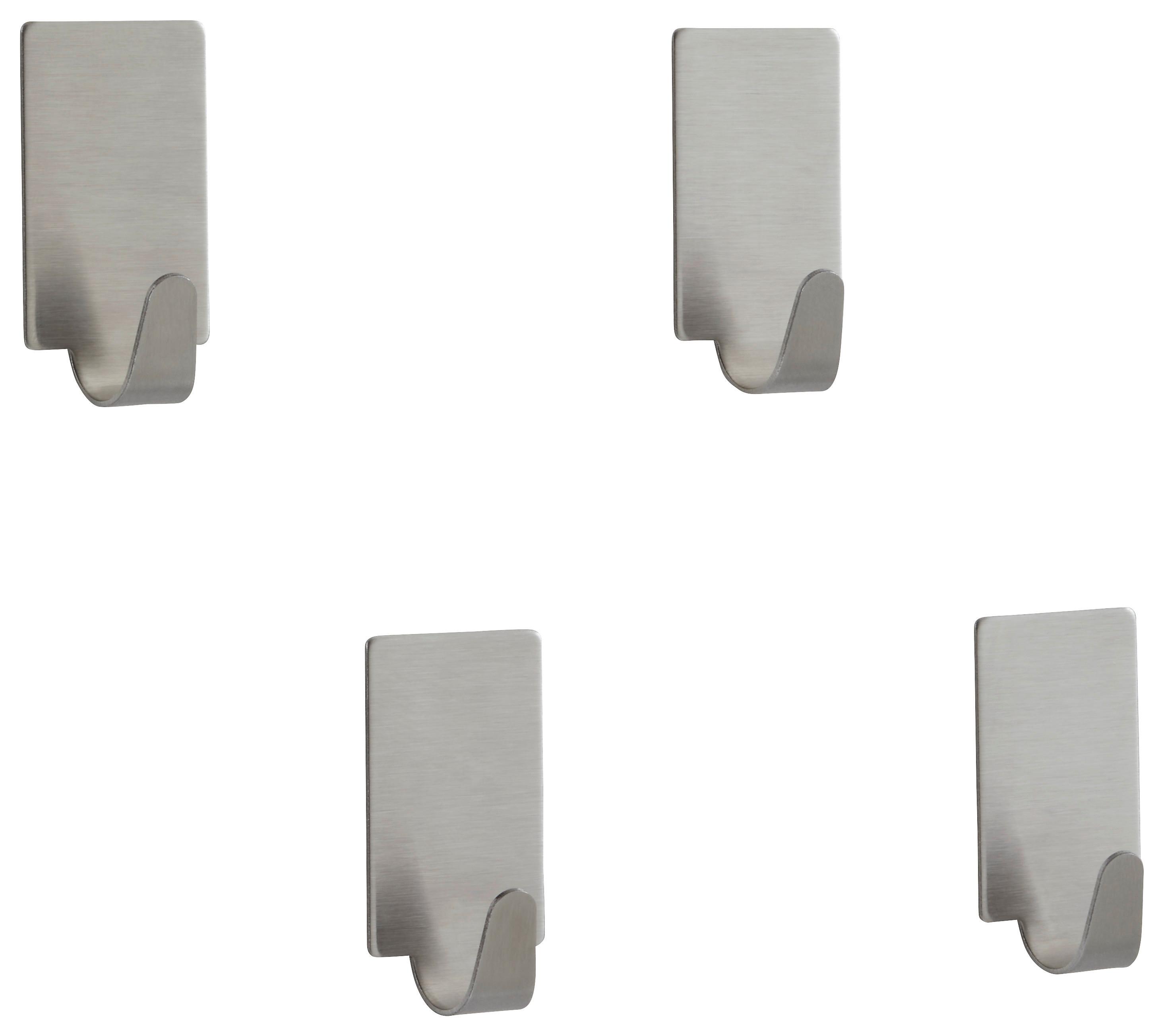 Klebehaken Wenko aus Metall, 4 Stück - Edelstahlfarben, Metall (1,9/3,4/1,5cm) - Modern Living