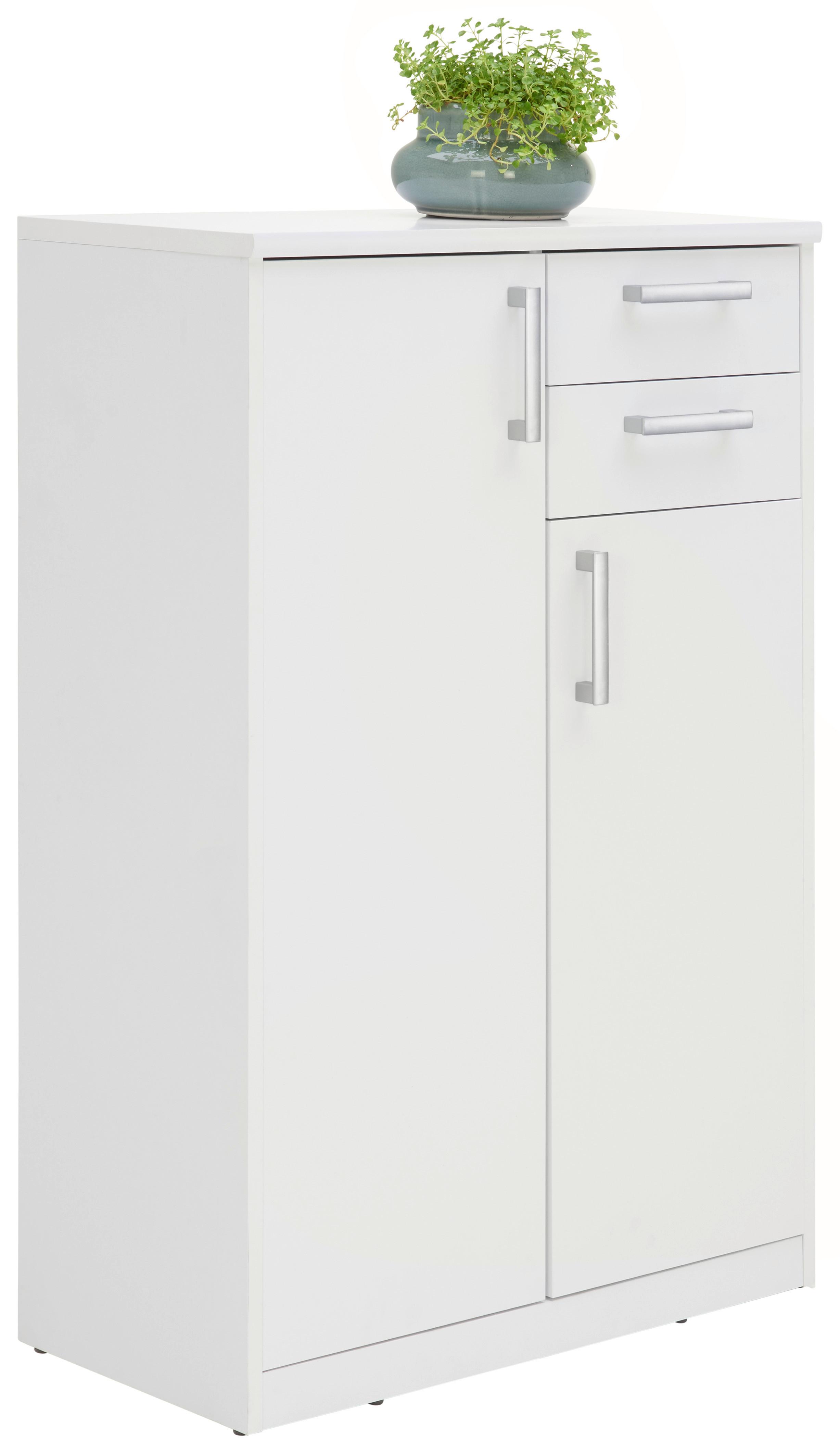 KOMODA EASY - kolor srebrny/biały, Basics, materiał drewnopochodny/tworzywo sztuczne (72/110/36cm) - Xora
