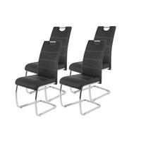 SCHWINGSTUHL-SET FLORA S 4ER-SET - Chromfarben/Schwarz, MODERN, Textil/Metall (43/98/59cm) - MID.YOU