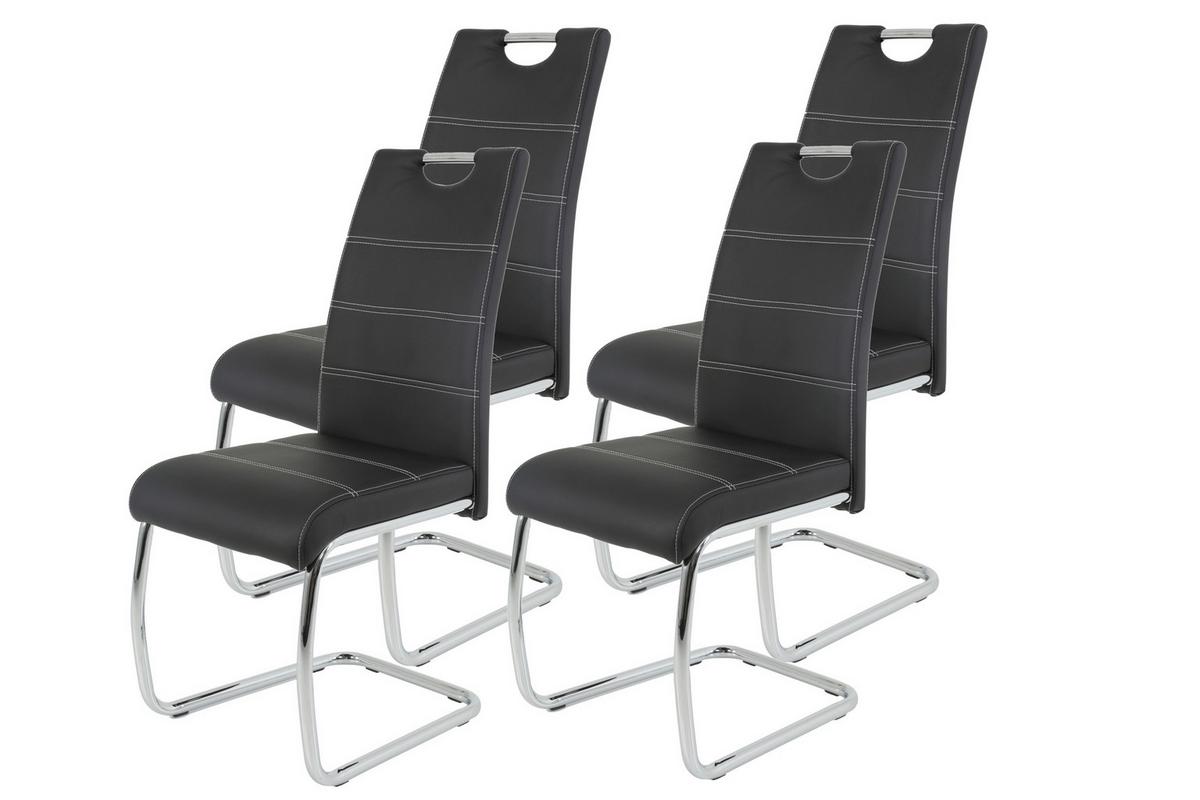 SCHWINGSTUHL-SET FLORA S 4ER-SET - Chromfarben/Schwarz, MODERN, Textil/Metall (43/98/59cm) - MID.YOU