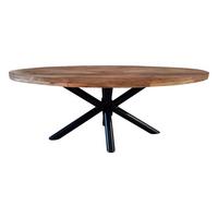 STÓŁ DO JADALNI INDUSTRIAL ROUND - kolor naturalny/czarny, Natur, metal/drewno (180/100/77cm) - MID.YOU