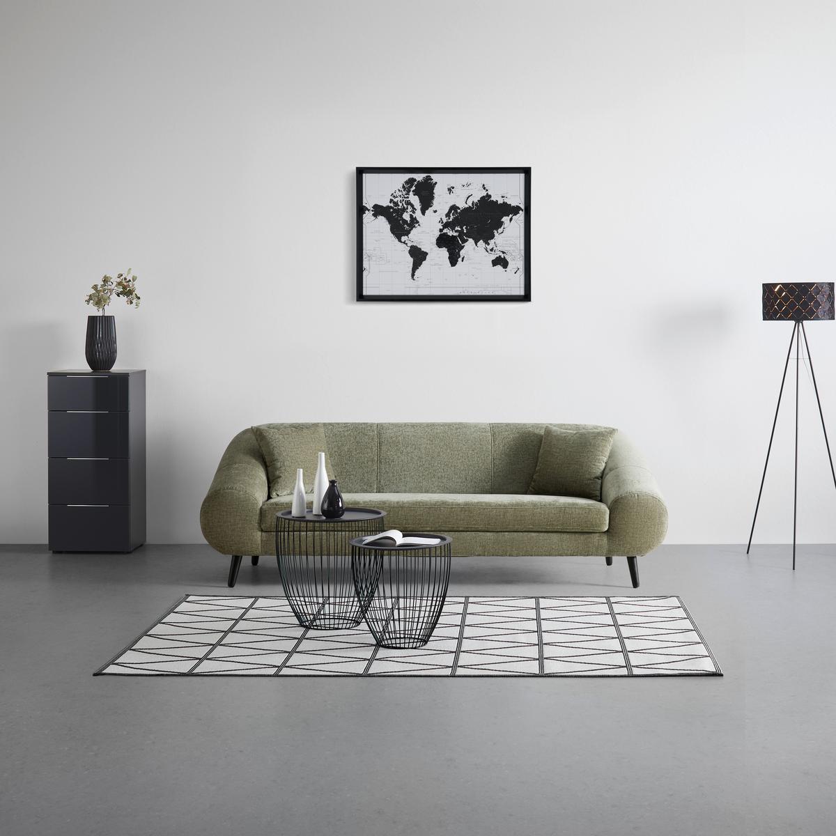 Megasofa Buckley Grün - Schwarz/Grün, MODERN, Holz/Textil (225/75/102cm) - Premium Living