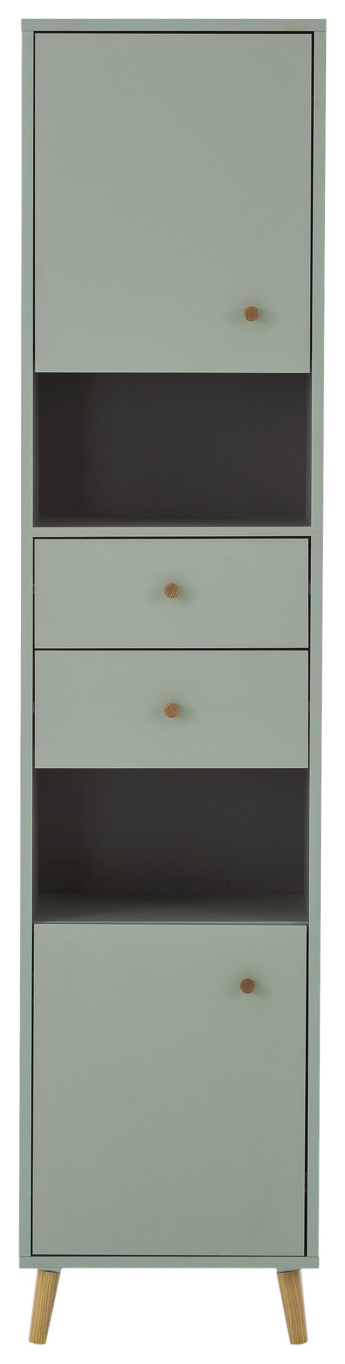 Visoka Omara Bjarne, Pastelno Zelena - barve jesena/barve hrasta, Moderno, leseni material/les (40,3/180,6/33,1cm) - Stylife