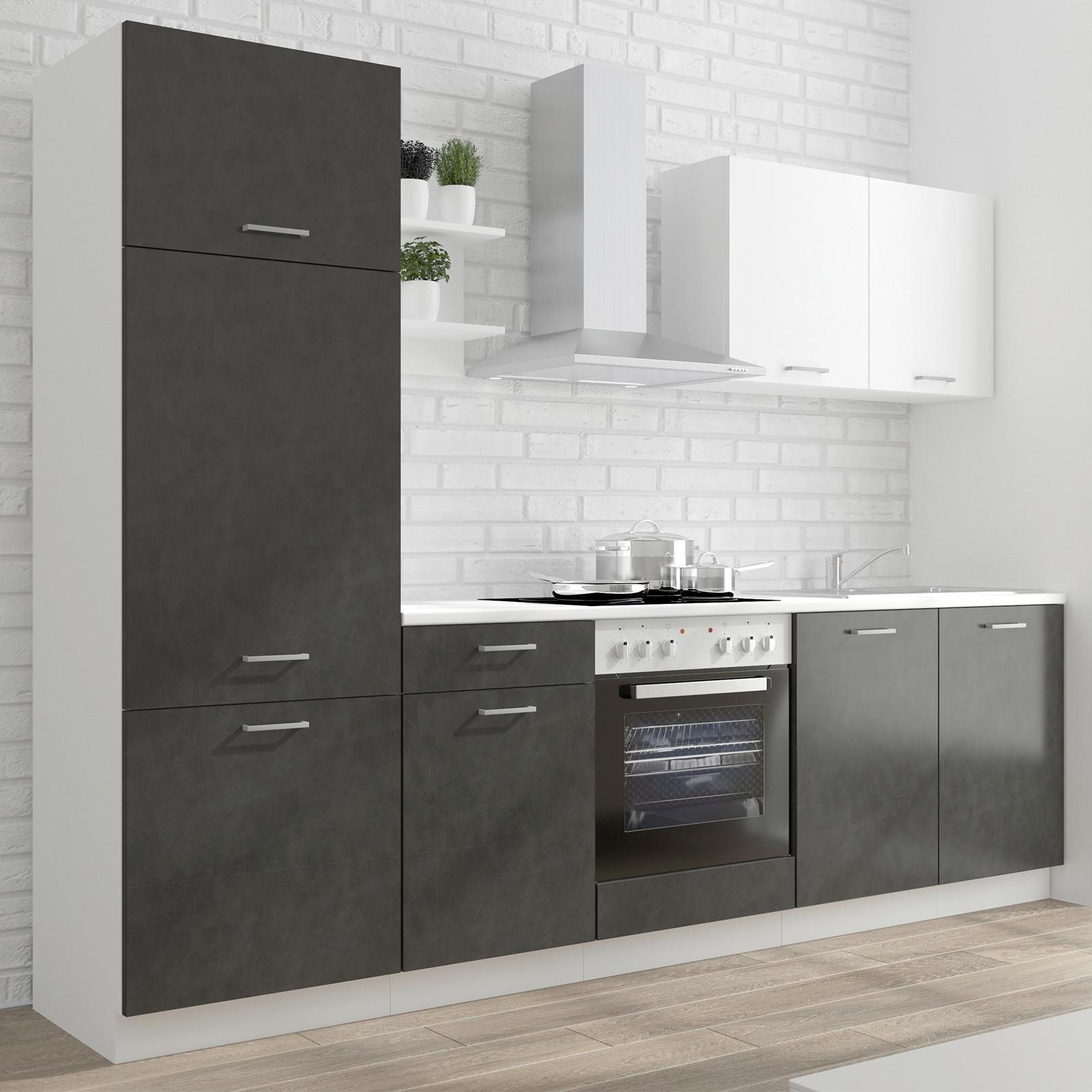 Kuhinjski Blok Brez Aparatov Promo, Bela, Grafit, 270cm - siva/bela, Design, umetna masa/leseni material (270cm) - P & B