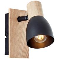 Strahler Daintree Schwarz/Natur max. 28 Watt - Schwarz/Naturfarben, Basics, Holz/Metall (14/7cm) - Brilliant