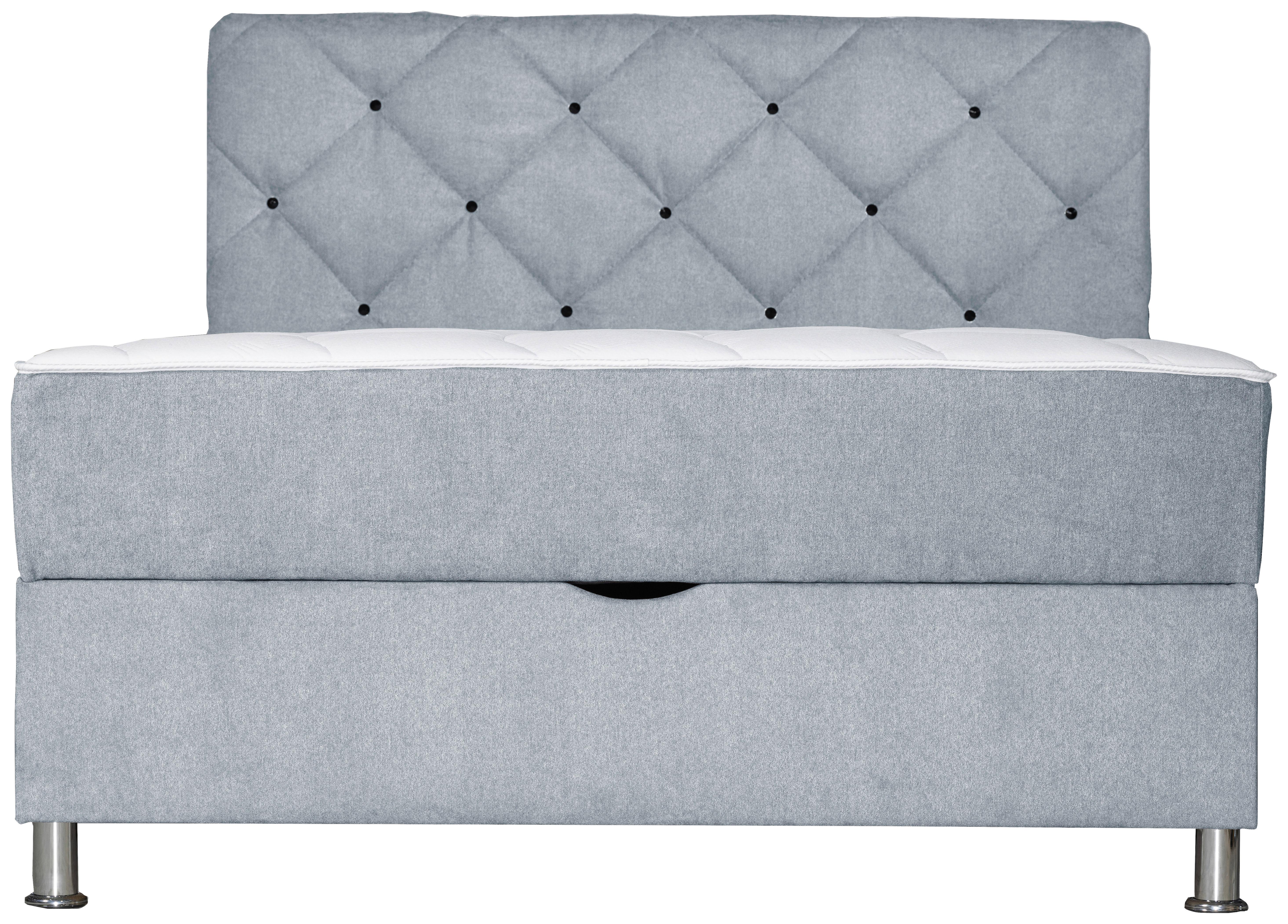 Postelja Z Vzmetnico Black Diamant, 140x200, Svetlo Siva - barve kroma/svetlo siva, Design, umetna masa/tekstil (140/200cm) - Modern Living
