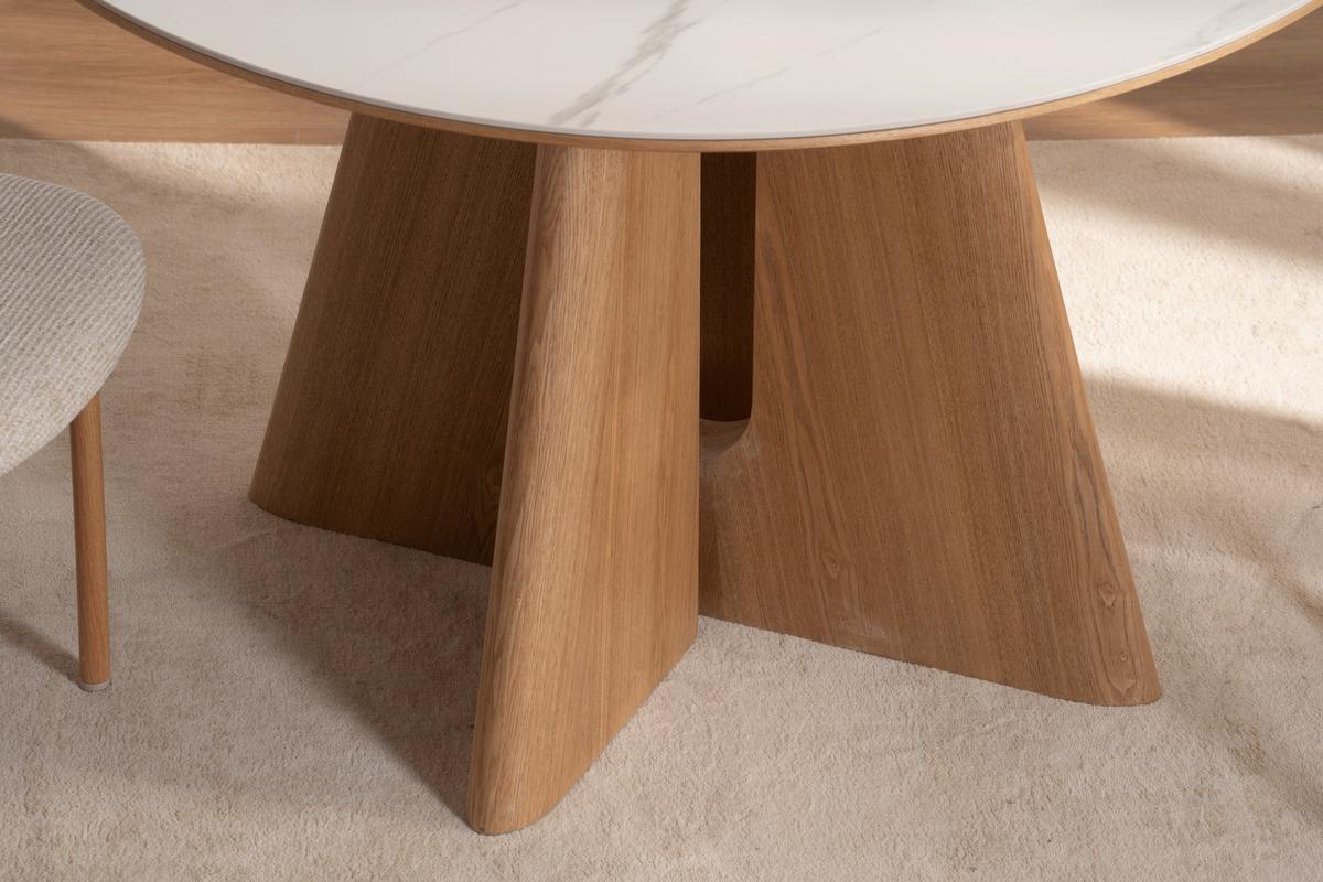 Jedilna Miza Otis, Barva Hrasta, Bela, Ø 120 - barve hrasta/bela, Moderno, kamen/leseni material (120/75cm) - Livetastic