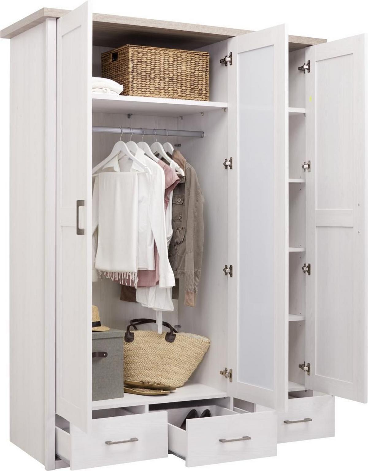 SZAFA NA UBRANIA LUCA - kolor dębu truflowego/biały, Lifestyle, materiał drewnopochodny/metal (148/201/62cm) - Carryhome