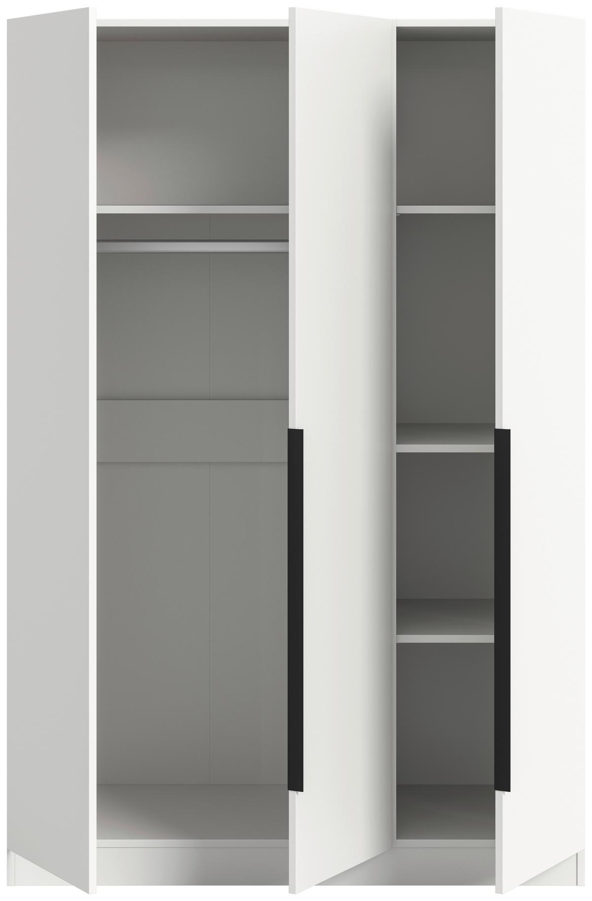 Drehtürenschrank KOPENHAGEN ca.120x181x52cm Weiß - Schwarz/Weiß, MODERN, Holzwerkstoff (120/181/52cm) - MID.YOU