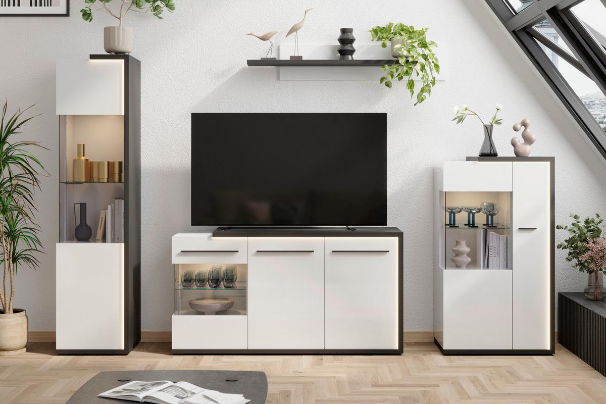 Zidna Polica Ambiente Plus - bijela/antracit, Moderno, drvni materijal (140/25/20cm) - Modern Living