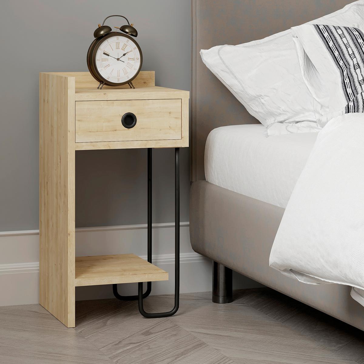 Nachtkästchen Sirius ca. 32x30x61 cm Eichefarben - Eichefarben, Design, Holzwerkstoff/Metall (32/61/30cm) - Livetastic
