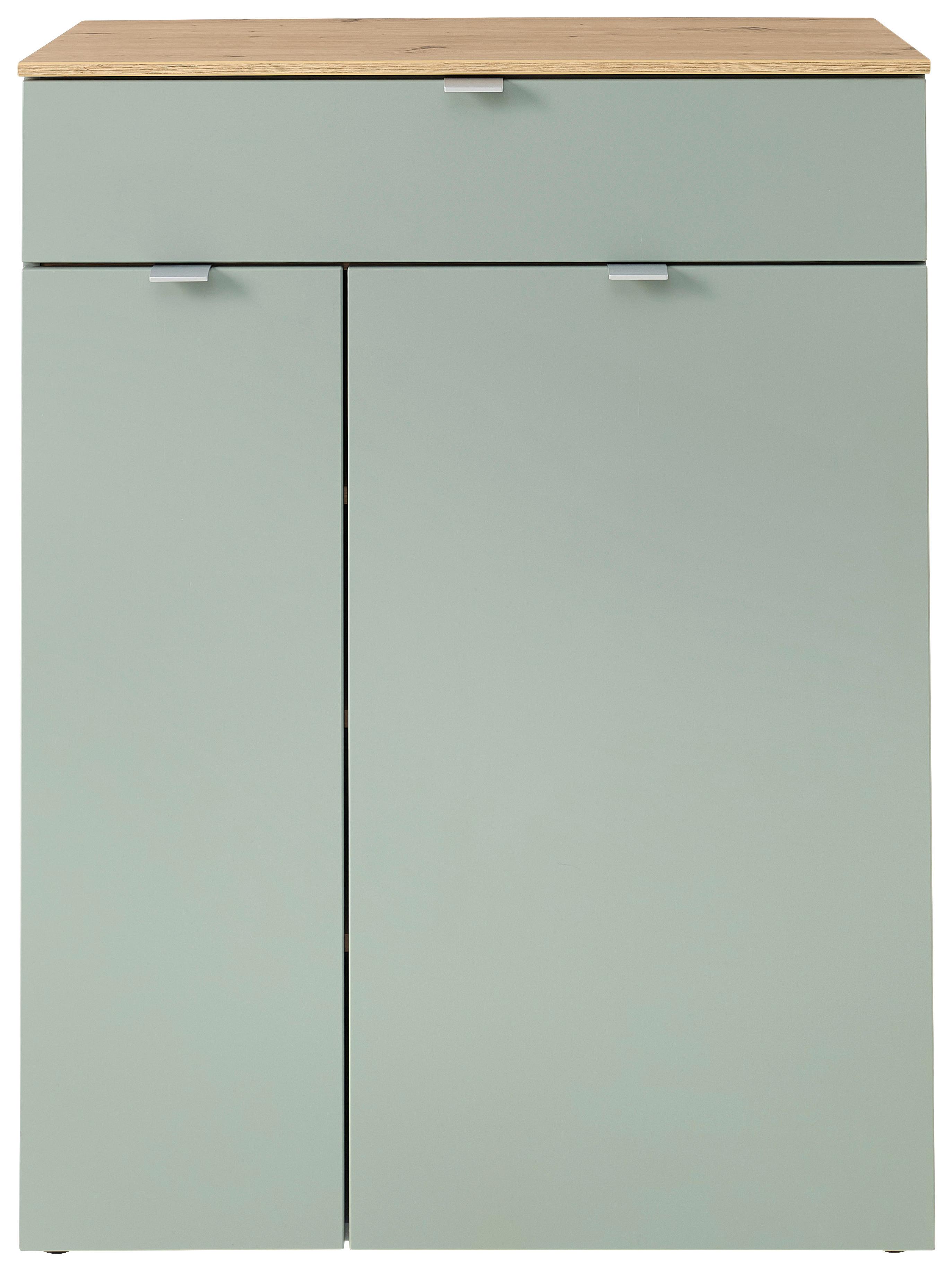 SZAFKA NA BUTY BARI - kolor srebrny/czarny, Design, materiał drewnopochodny/tworzywo sztuczne (78/103/38cm)