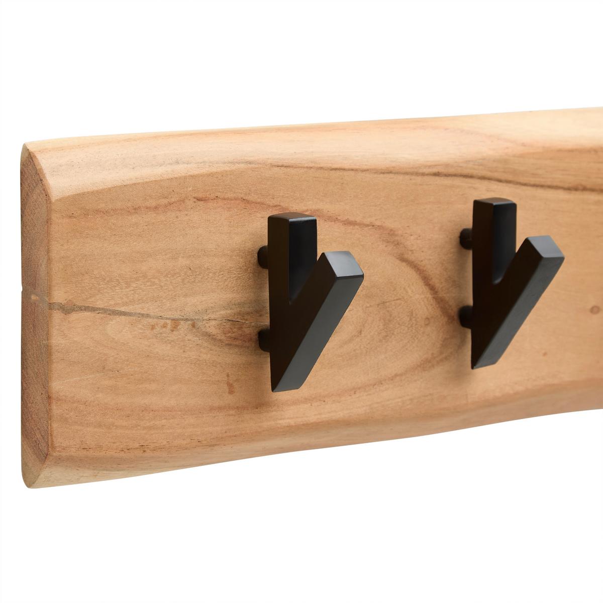 Hakenleiste Rivera 5 Schwarz/Akaziefarben - Schwarz/Akaziefarben, KONVENTIONELL, Holz/Metall (60/15/9cm) - Mömax