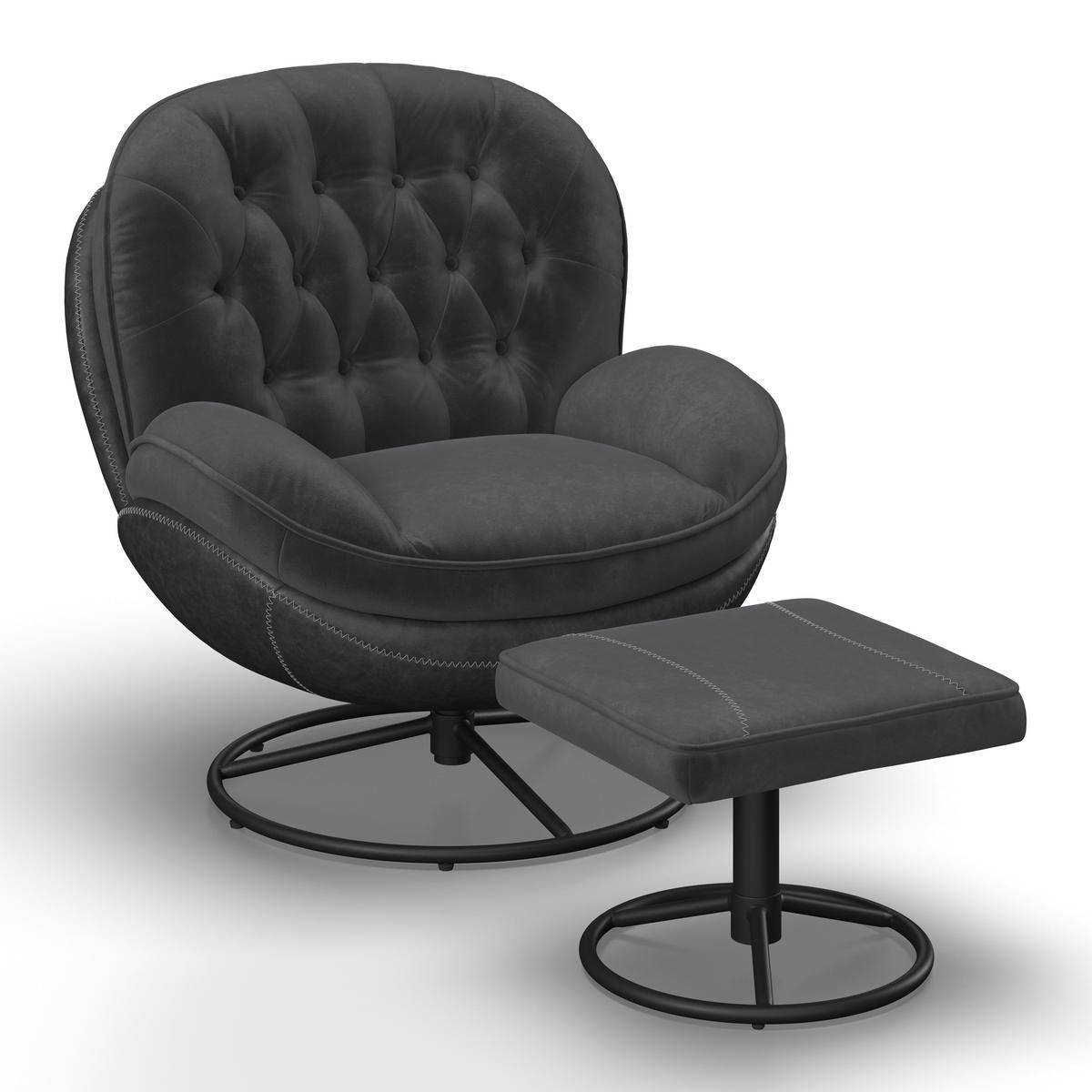 Relax Fotel Lábtartóval Essy - sötétszürke, Modern, textil/fém (83/84,5/86cm) - Bessagi Home