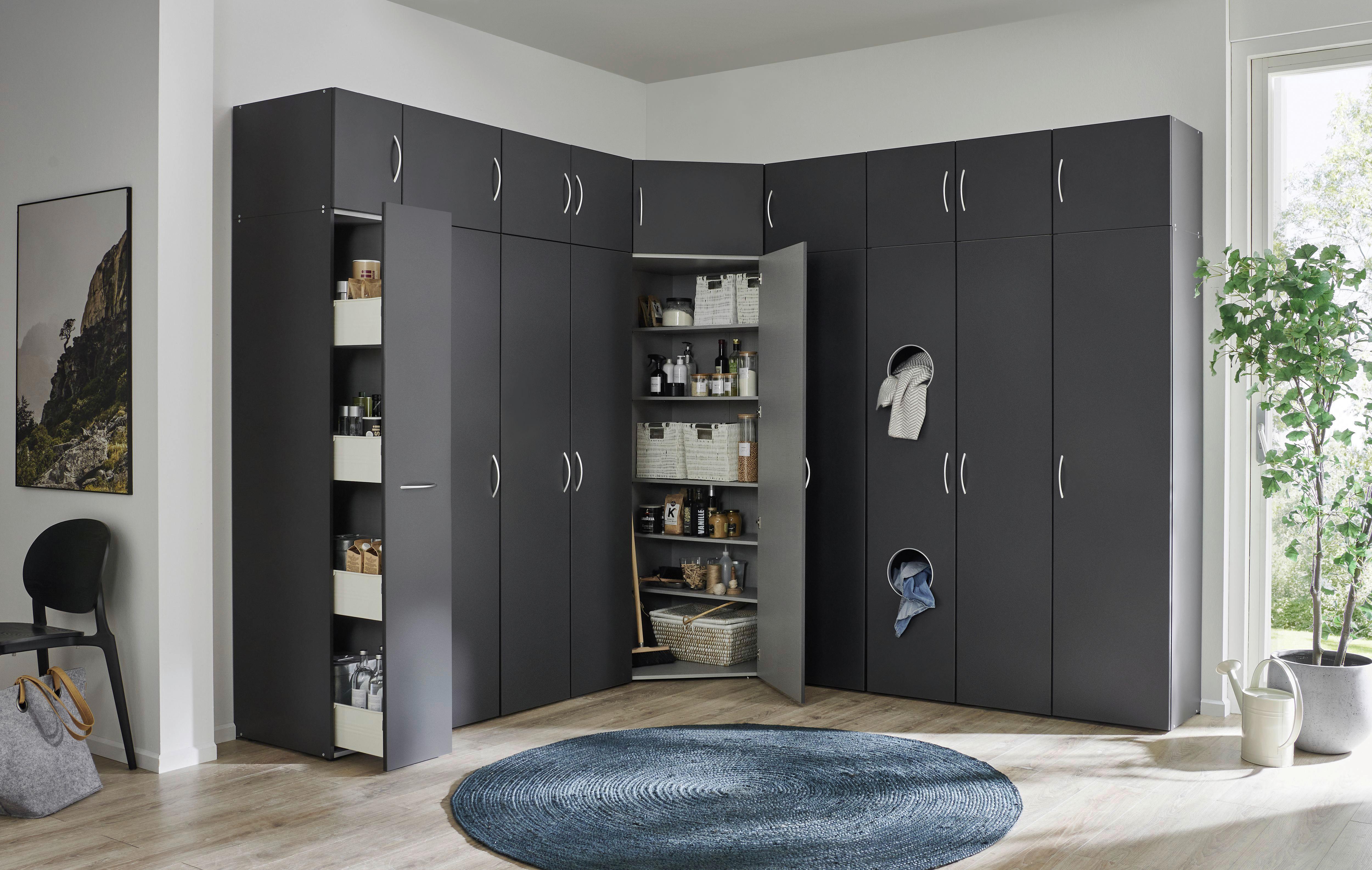 SZAFA NAROŻNA MULTIRAUMKONZEPT - kolor aluminiowy/kolor grafitowy, Konventionell, materiał drewnopochodny/tworzywo sztuczne (80/185/80cm) - Xora