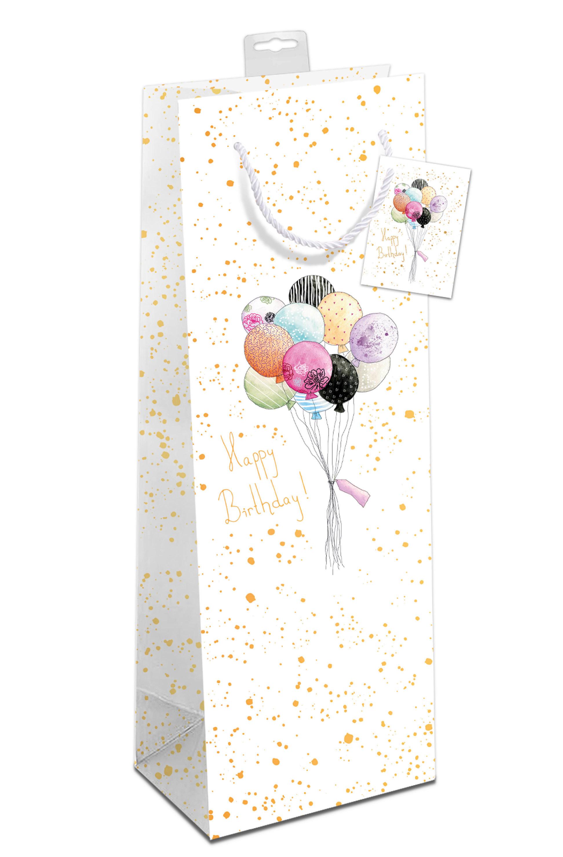 Geschenktasche Jana Happy Birthday - Weiss/Goldfarben, Lifestyle, Papier (12/39/10cm) - Modern Living