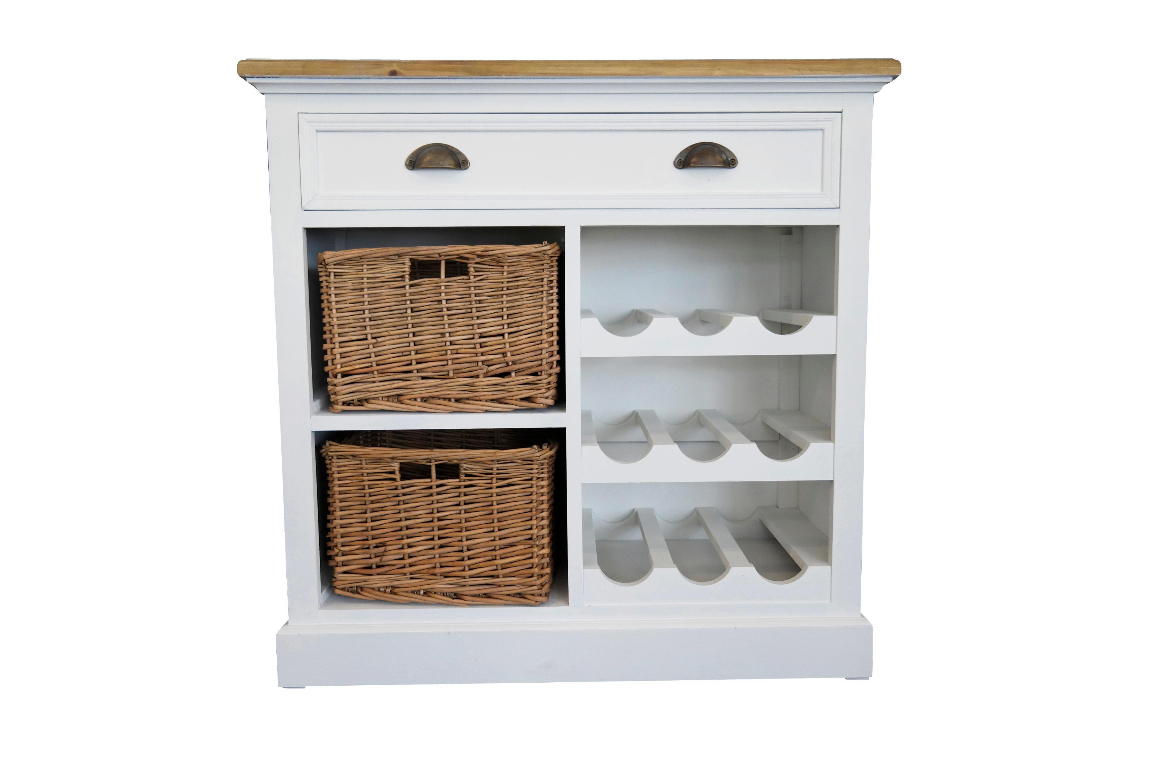 WEINREGAL 139003 TOSKANA - Braun/Weiß, LIFESTYLE, Holz/Metall (80/80/35cm)