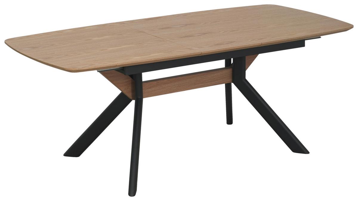 Raztegljiva Miza Riga, Naravna Barva, Črna, 160-200x95 - črna/naravne barve, Moderno, kovina/leseni material (160-200/95/76cm) - Livetastic