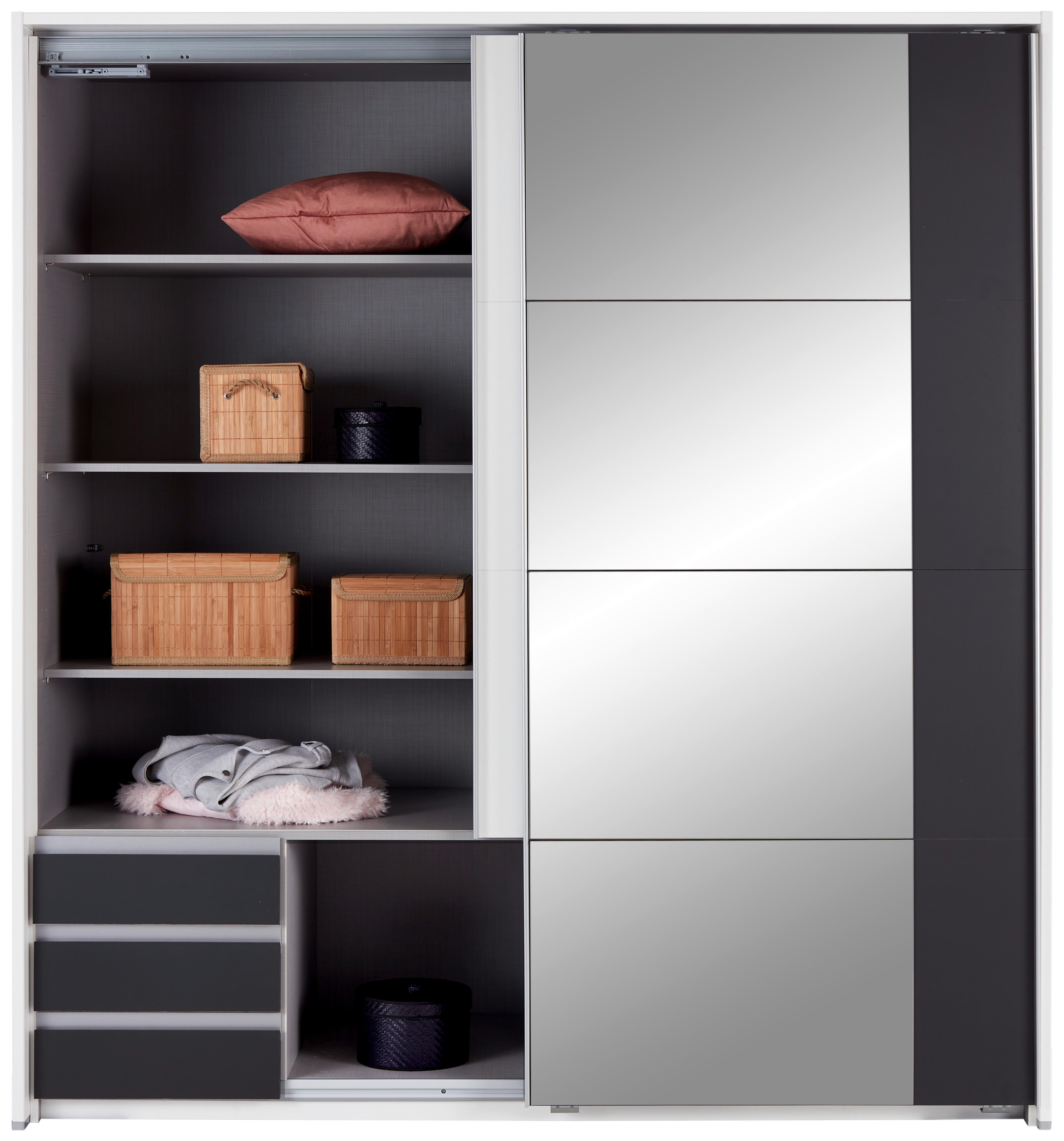 DULAP USI CULISANTE EMDEN - alb/grafit, Modern, material pe bază de lemn (180/198/64cm)