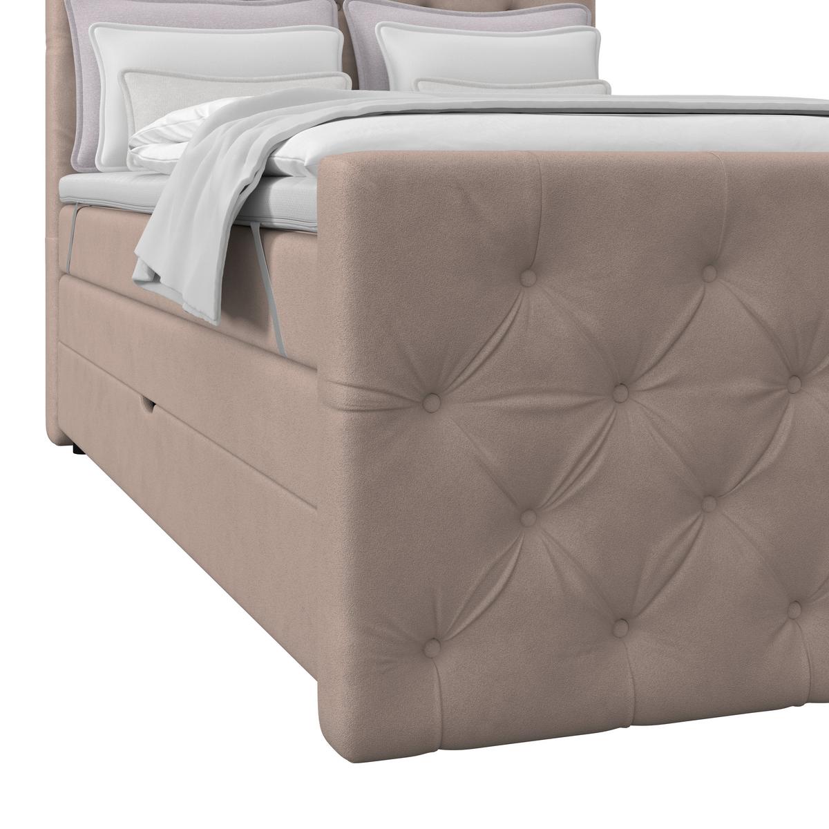 Boxspring Krevet Elio - bež/crna, Romantično / ladanjski, tekstil/plastika (140/200cm) - Modern Living